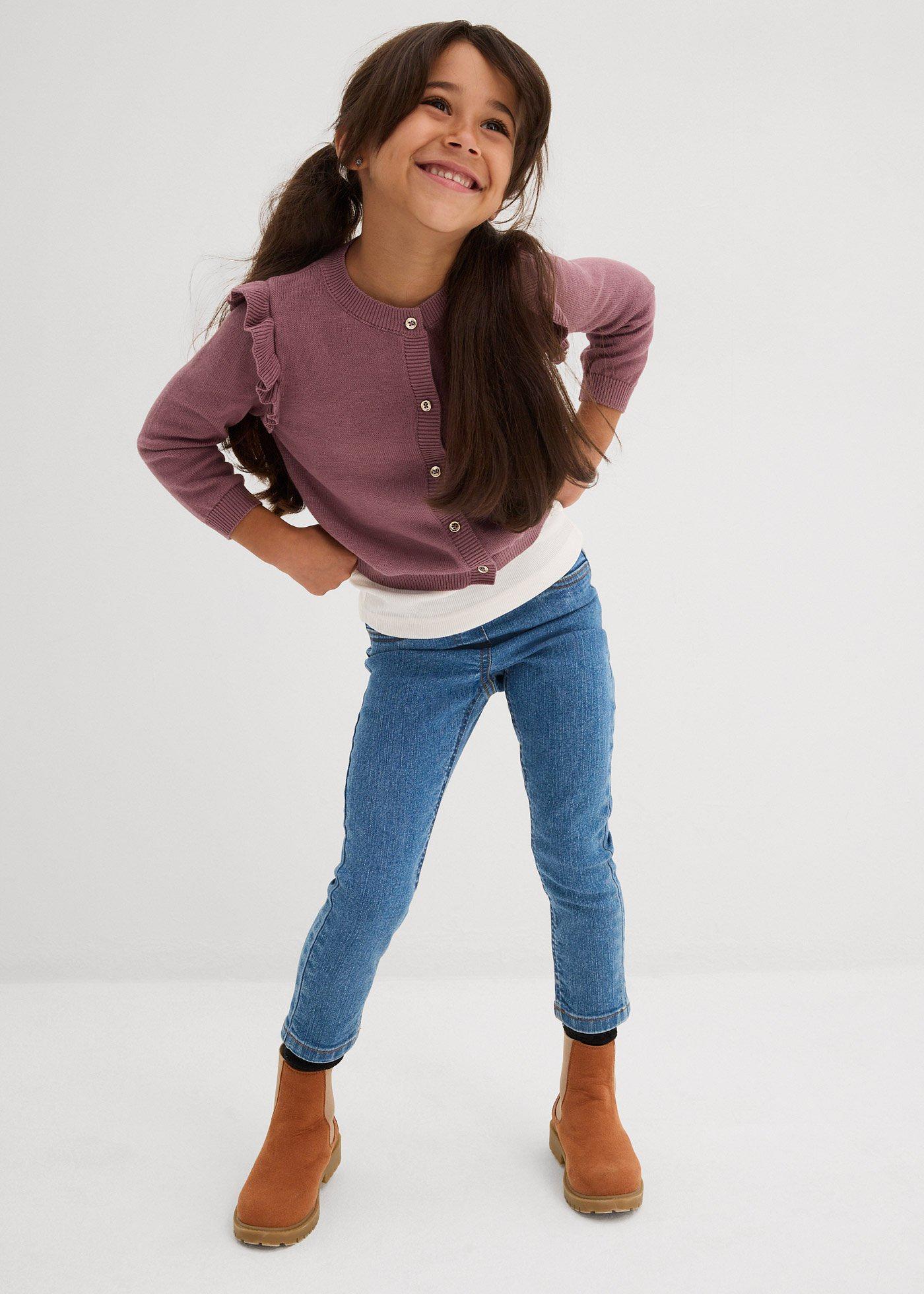 Kardigan z cienkiej dzianiny z rękawami z falbankami - Bonprix