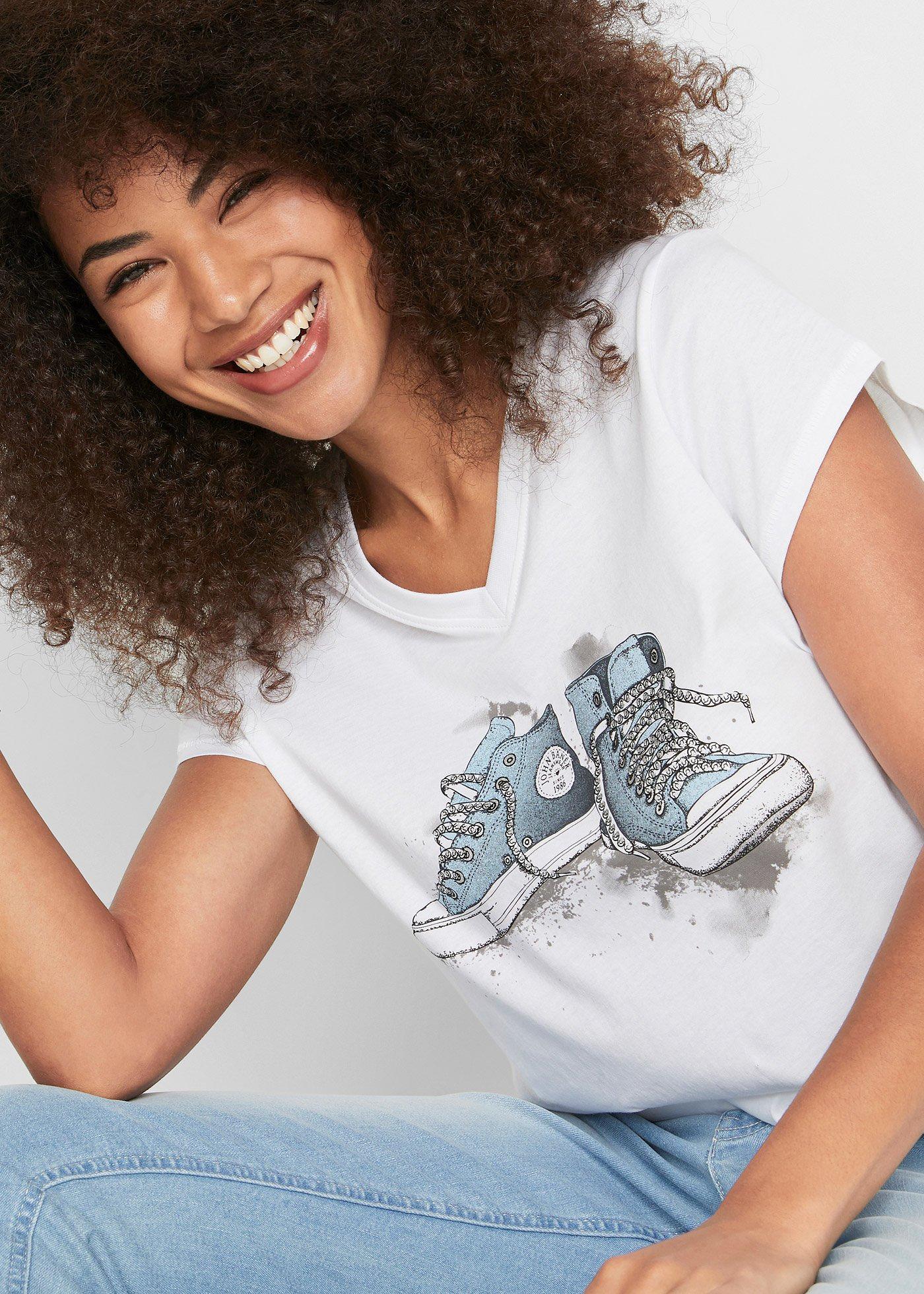 Długi shirt z nadrukiem - Bonprix