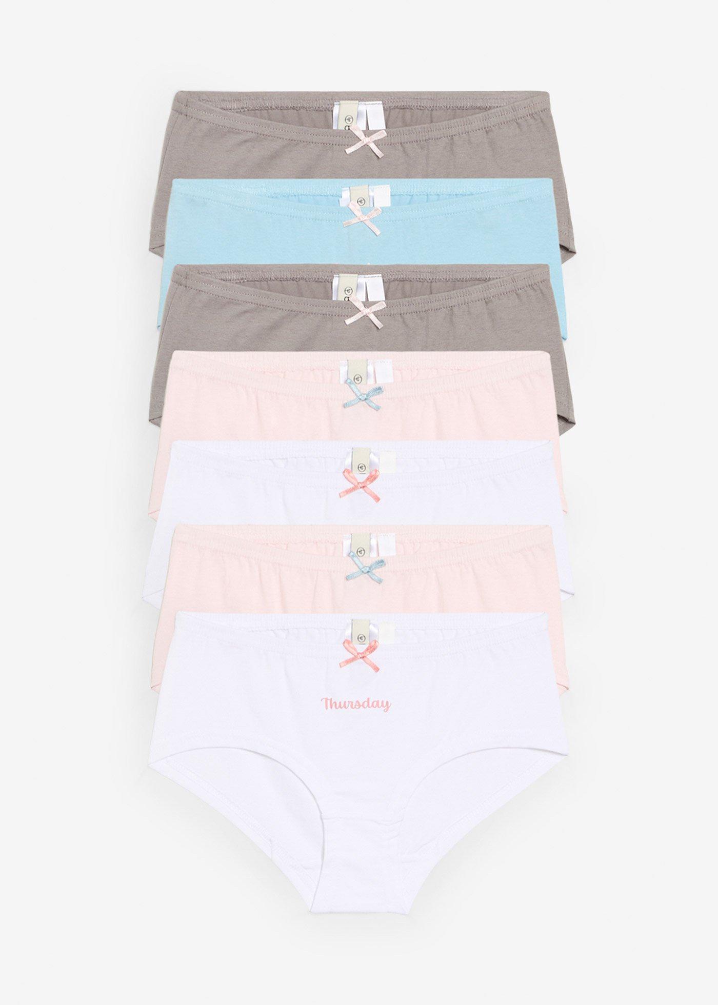 Figi hipster z miękką bawełną organiczną z satynową kokardką (7 szt.) - Bonprix