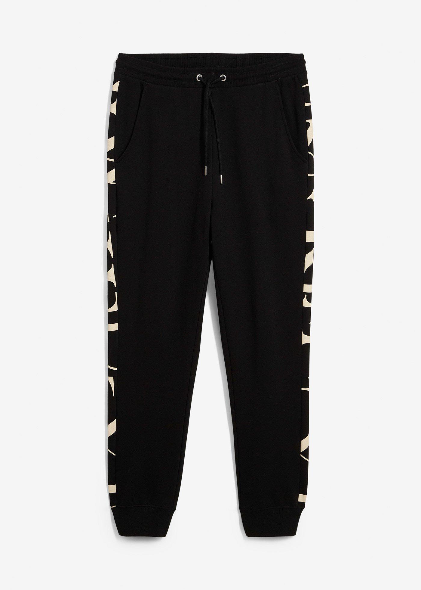 Pantaloni sport cu dungi pe lateral, din bumbac organic