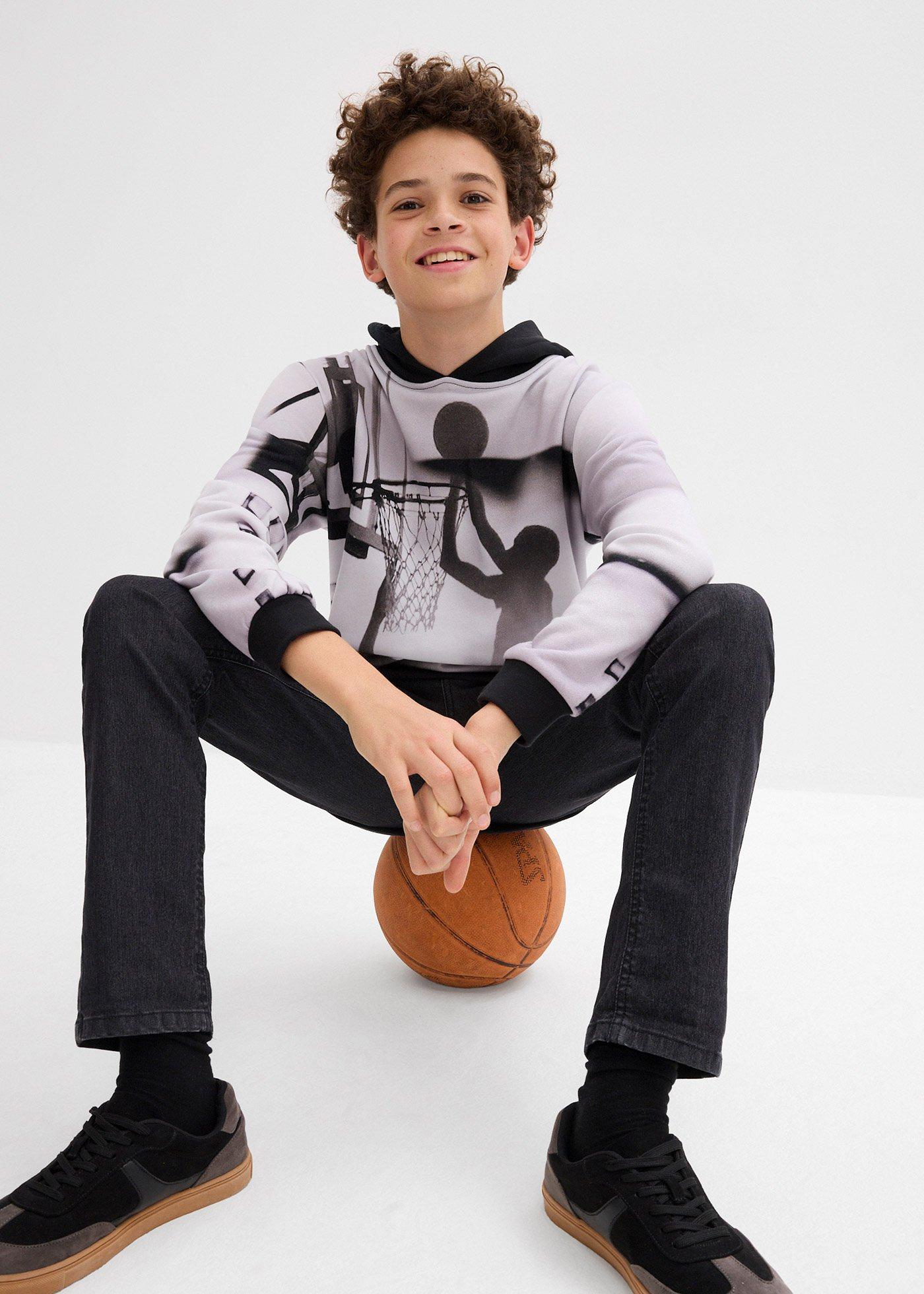 Bluza z kapturem z miękkiej mieszanki bawełny - Bonprix