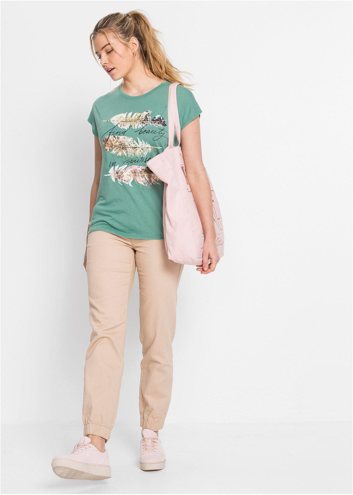 T-shirt z brokatowym nadrukiem - Bonprix