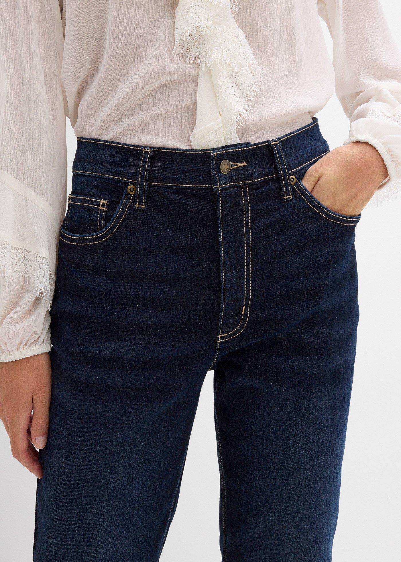 Dżinsy cropped, high waist, straight - Bonprix