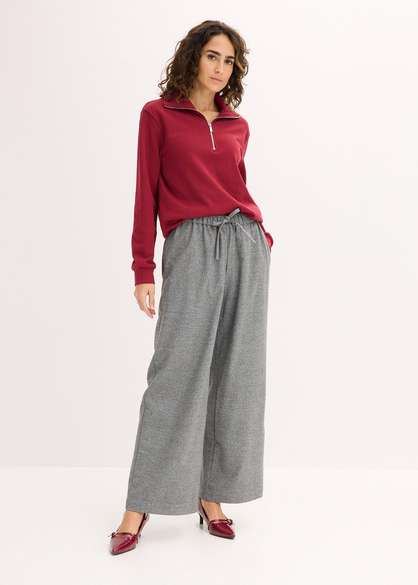 Sweter oversize ze stójką z zamkiem - Bonprix