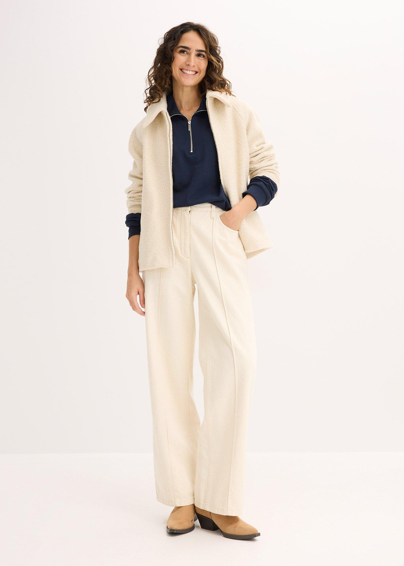Sweter oversize ze stójką z zamkiem - Bonprix