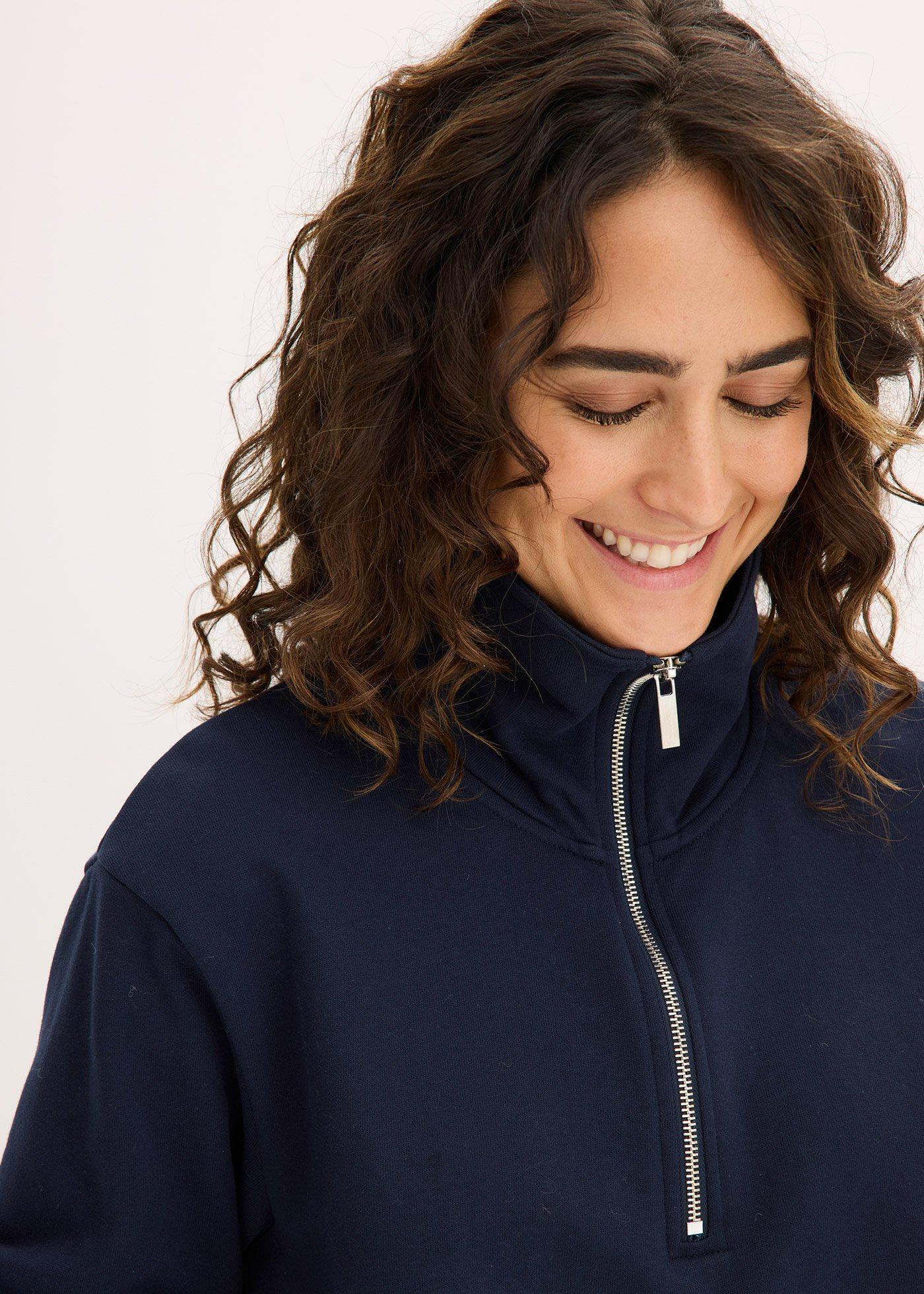 Sweter oversize ze stójką z zamkiem - Bonprix