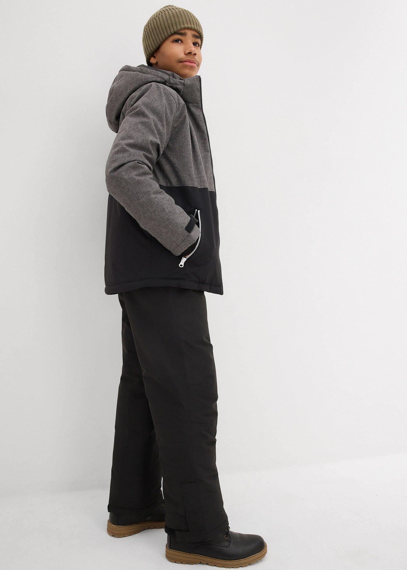 Kurtka zimowa ocieplana z  blokami kolorów i kapturem - Bonprix