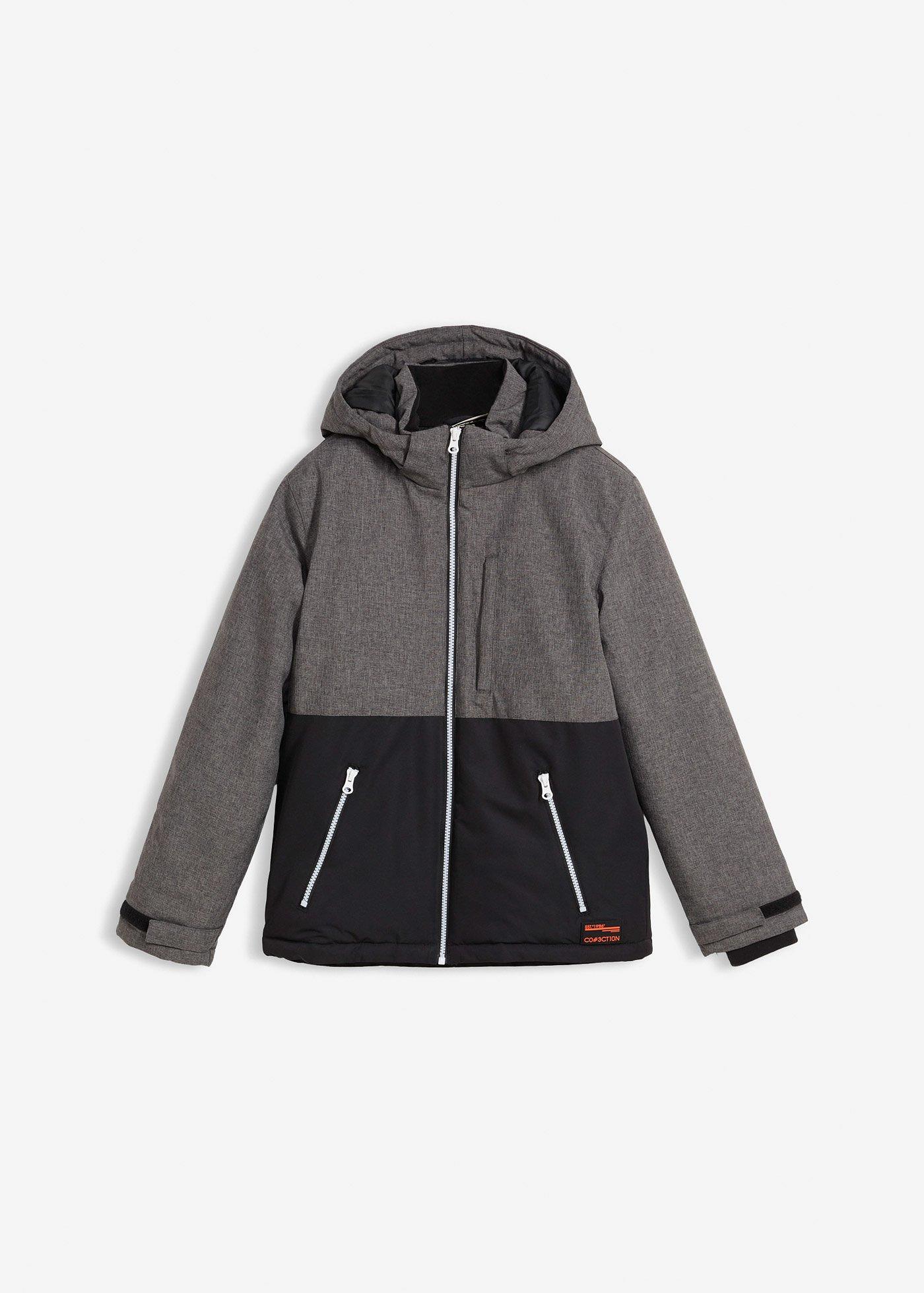 Kurtka zimowa ocieplana z  blokami kolorów i kapturem - Bonprix