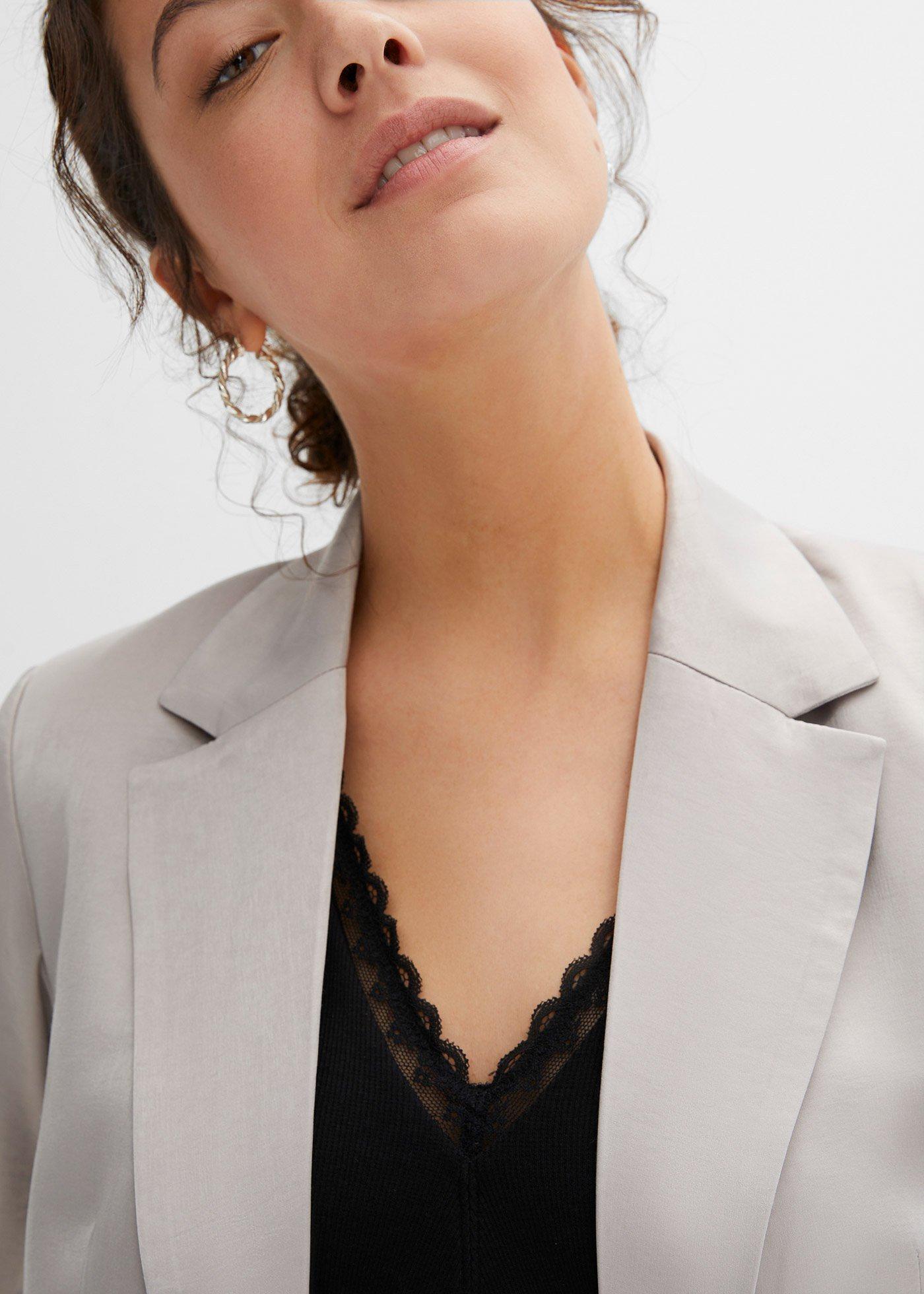 Biustonosz bralette z prążkowanej bawełny organicznej z koronką - Bonprix