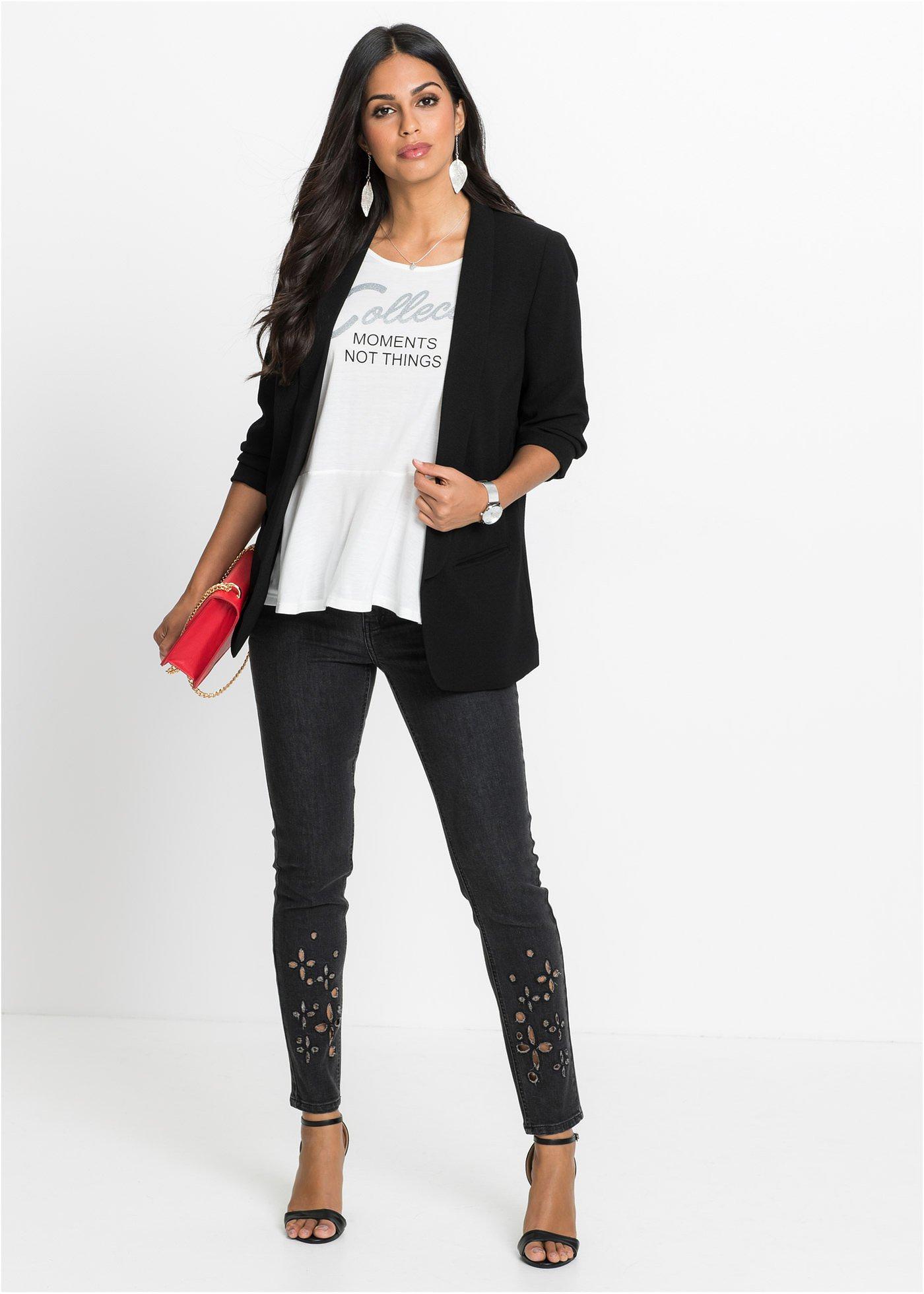 Długi żakiet z drapowanymi rękawami - Bonprix