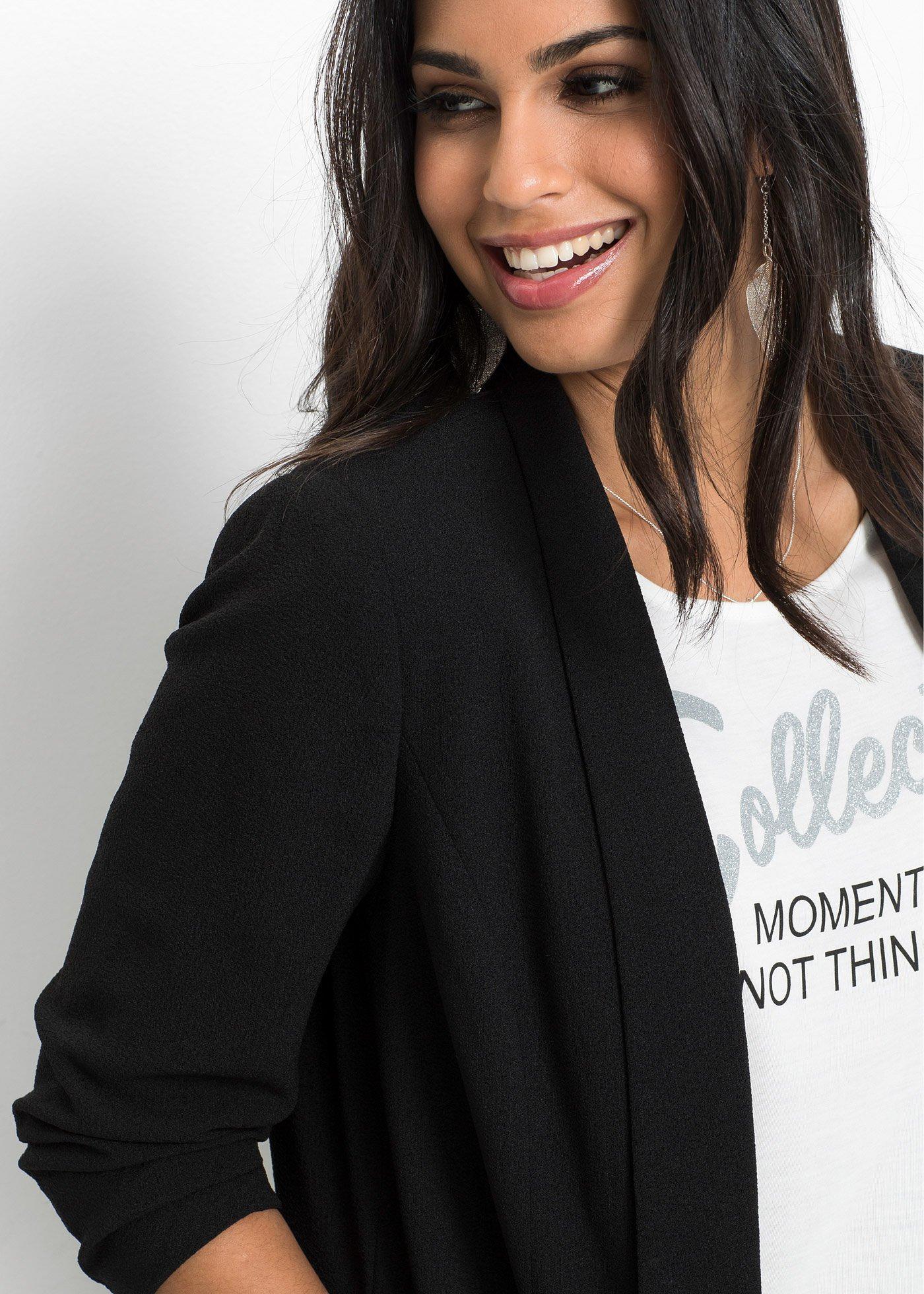 Długi żakiet z drapowanymi rękawami - Bonprix