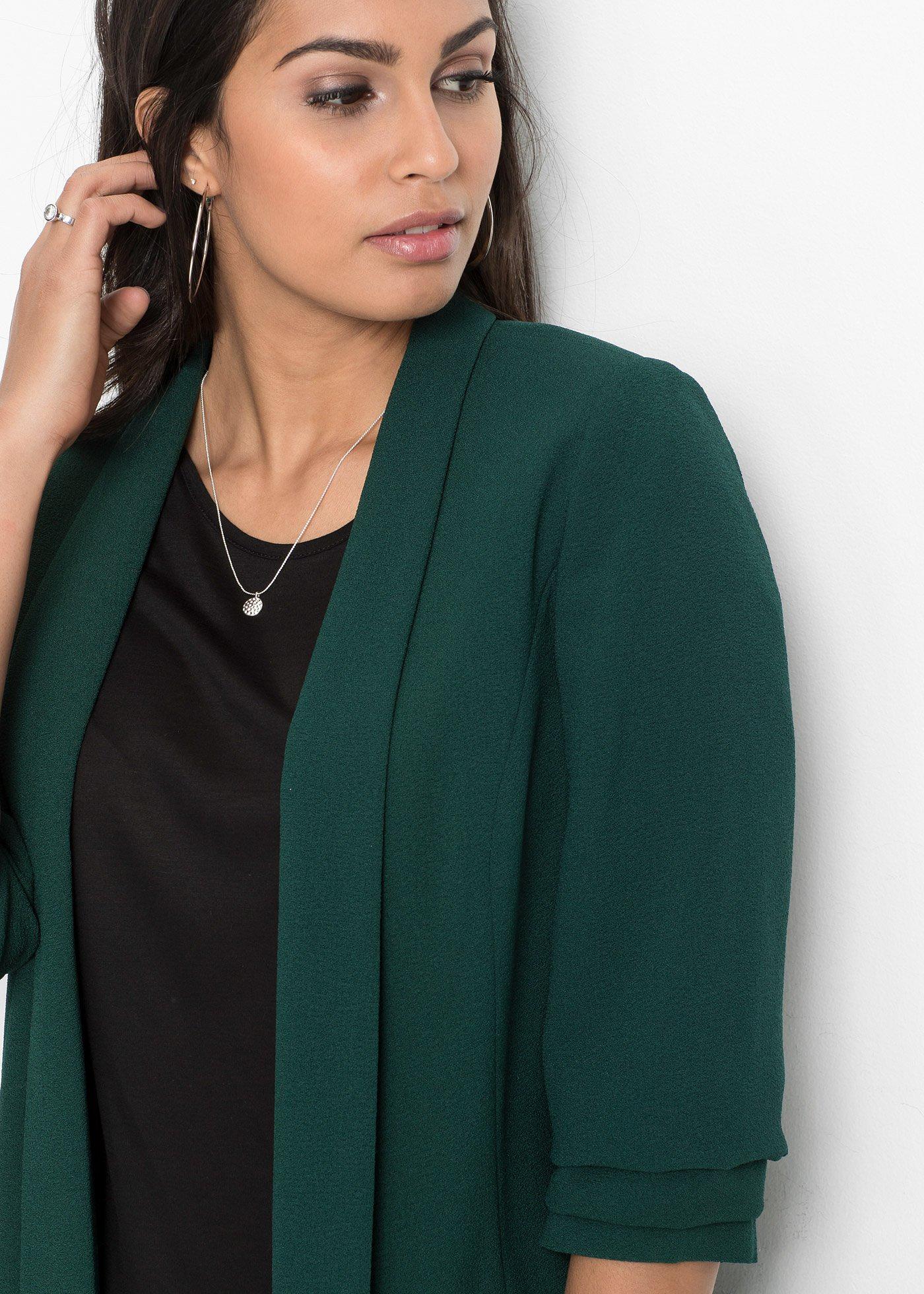 Długi żakiet z drapowanymi rękawami - Bonprix