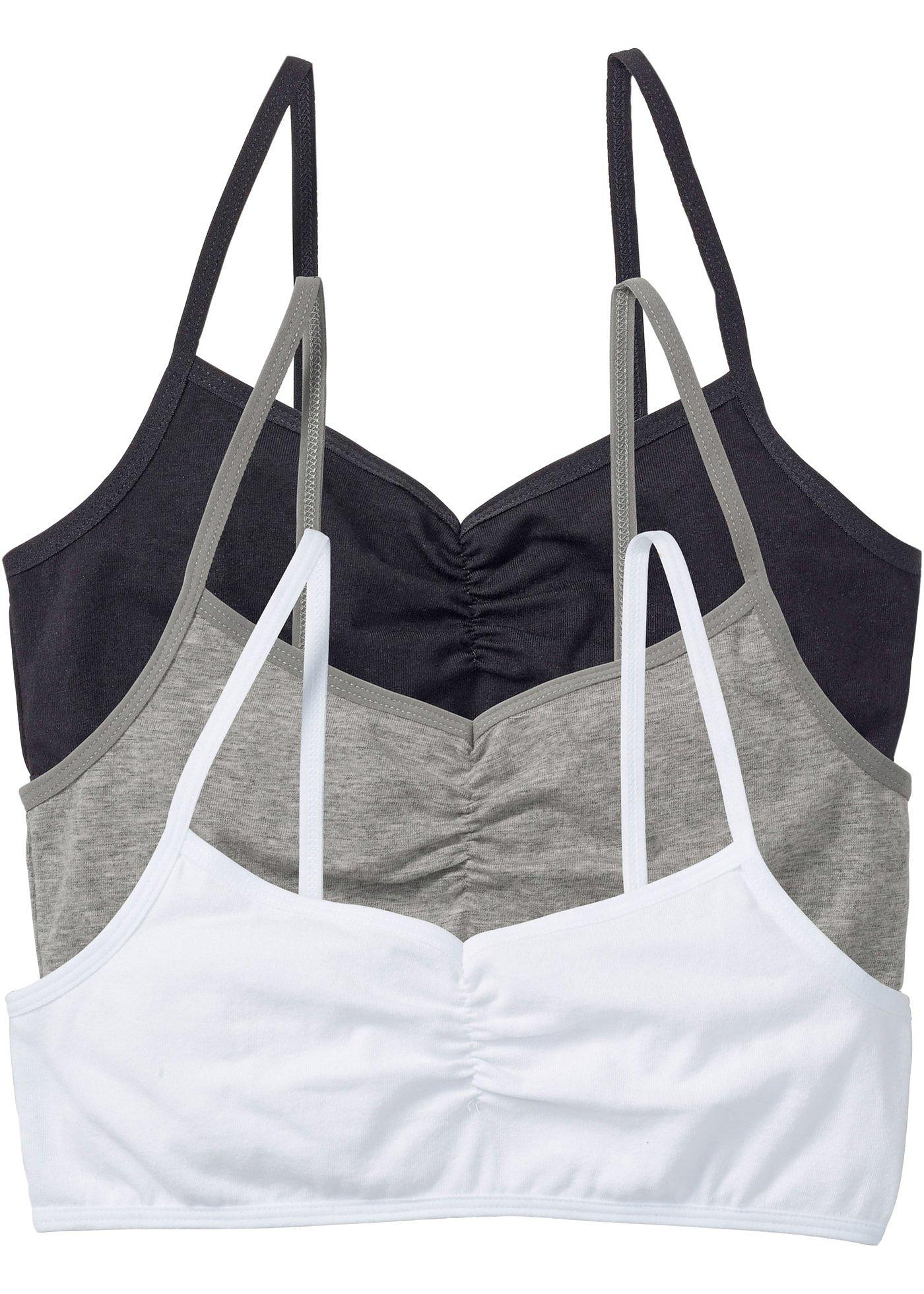 Biustonosz bustier z miękką bawełną organiczną (3 szt.) - Bonprix