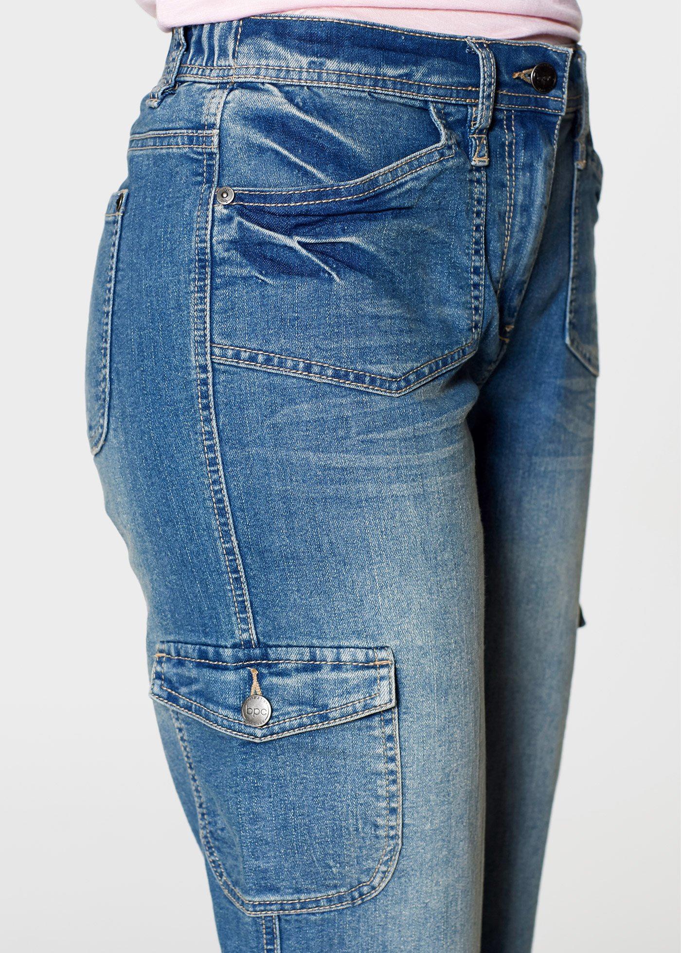 Dżinsy bojówki mid waist, ze stretchem - Bonprix