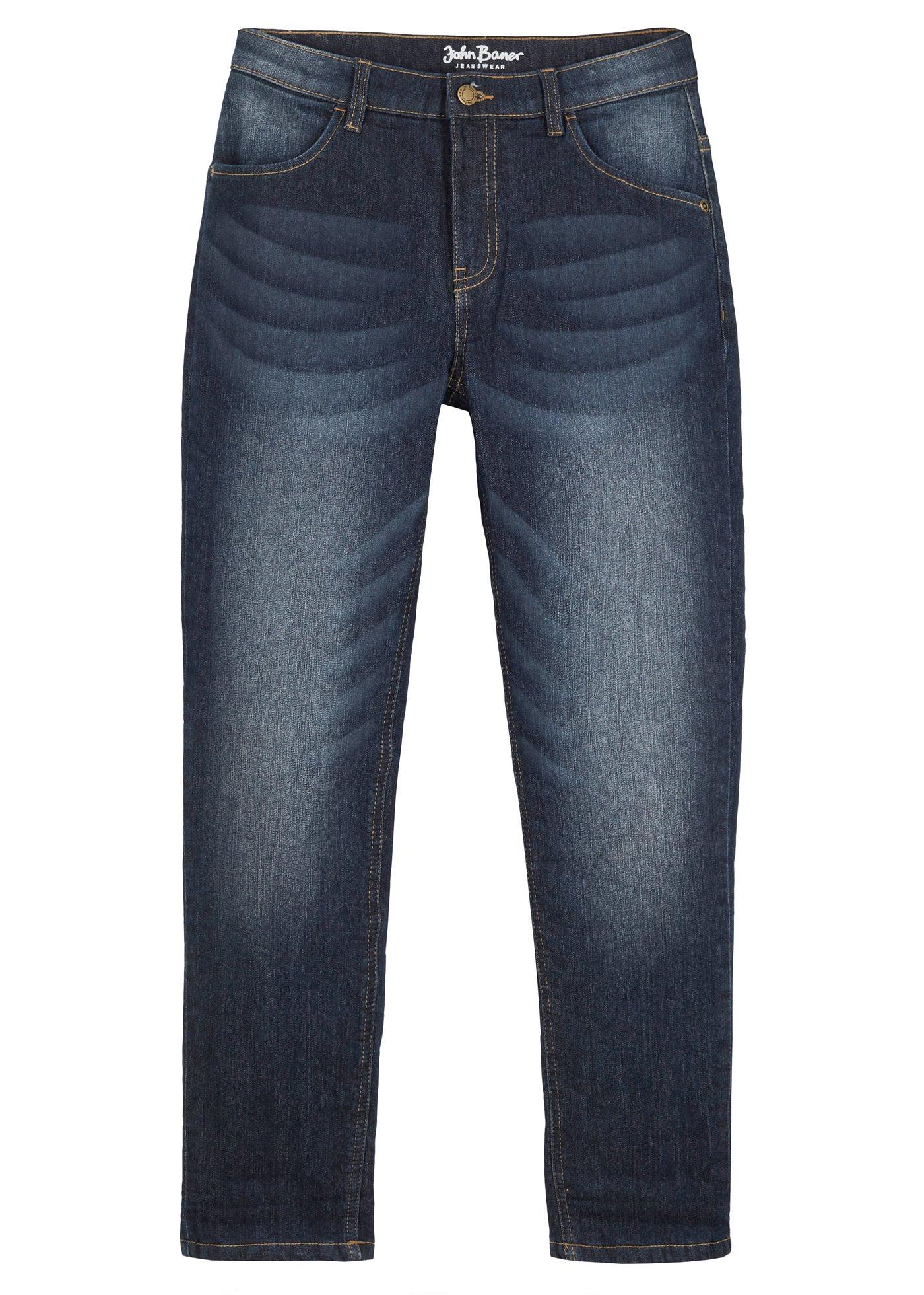 Termiczne dżinsy chłopięce na podszewce z polaru, z prostymi nogawkami, slim fit - Bonprix
