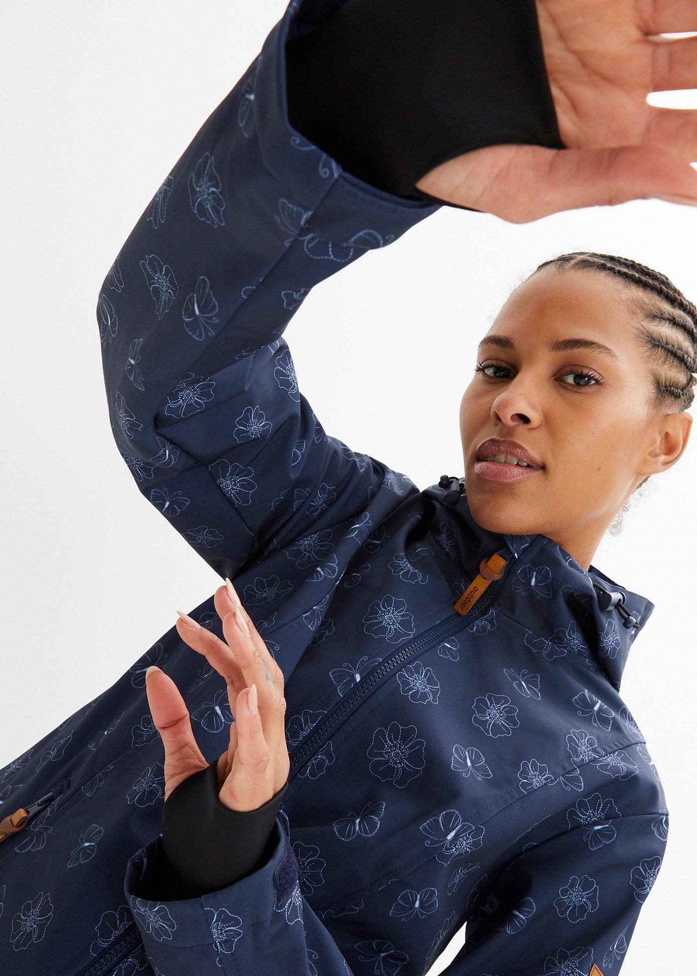 Kurtka softshell w kwiaty, z materiału odpychającego wodę - Bonprix