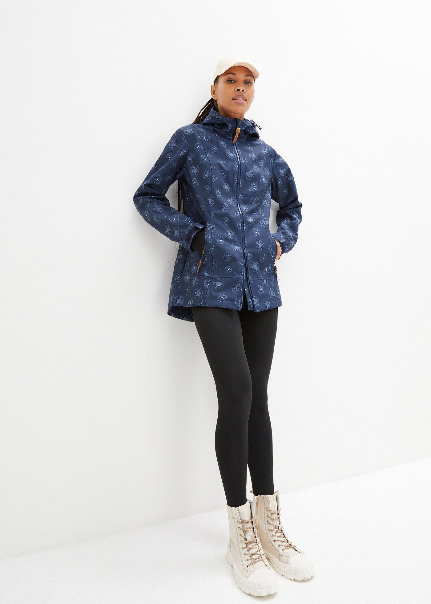 Kurtka softshell w kwiaty, z materiału odpychającego wodę - Bonprix