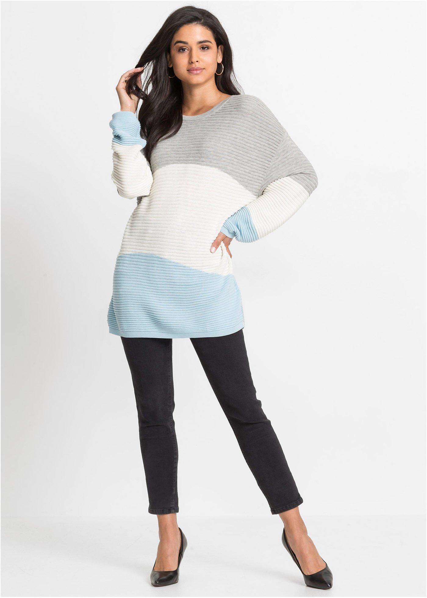 Sweter w prążek - Bonprix