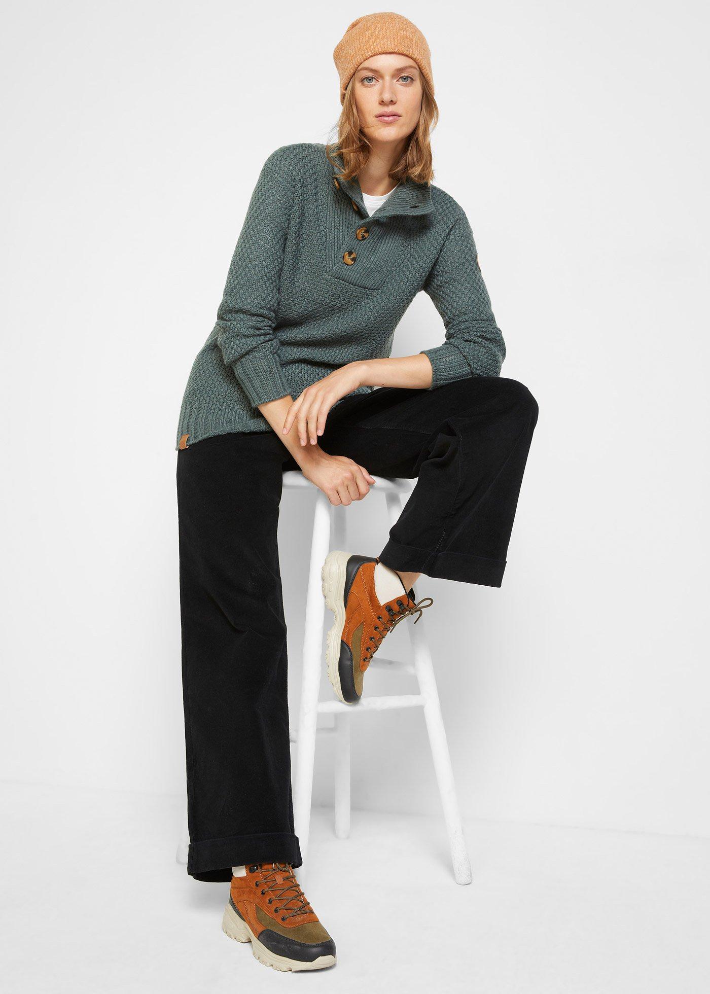 Sweter ze stójką w strukturalny wzór - Bonprix