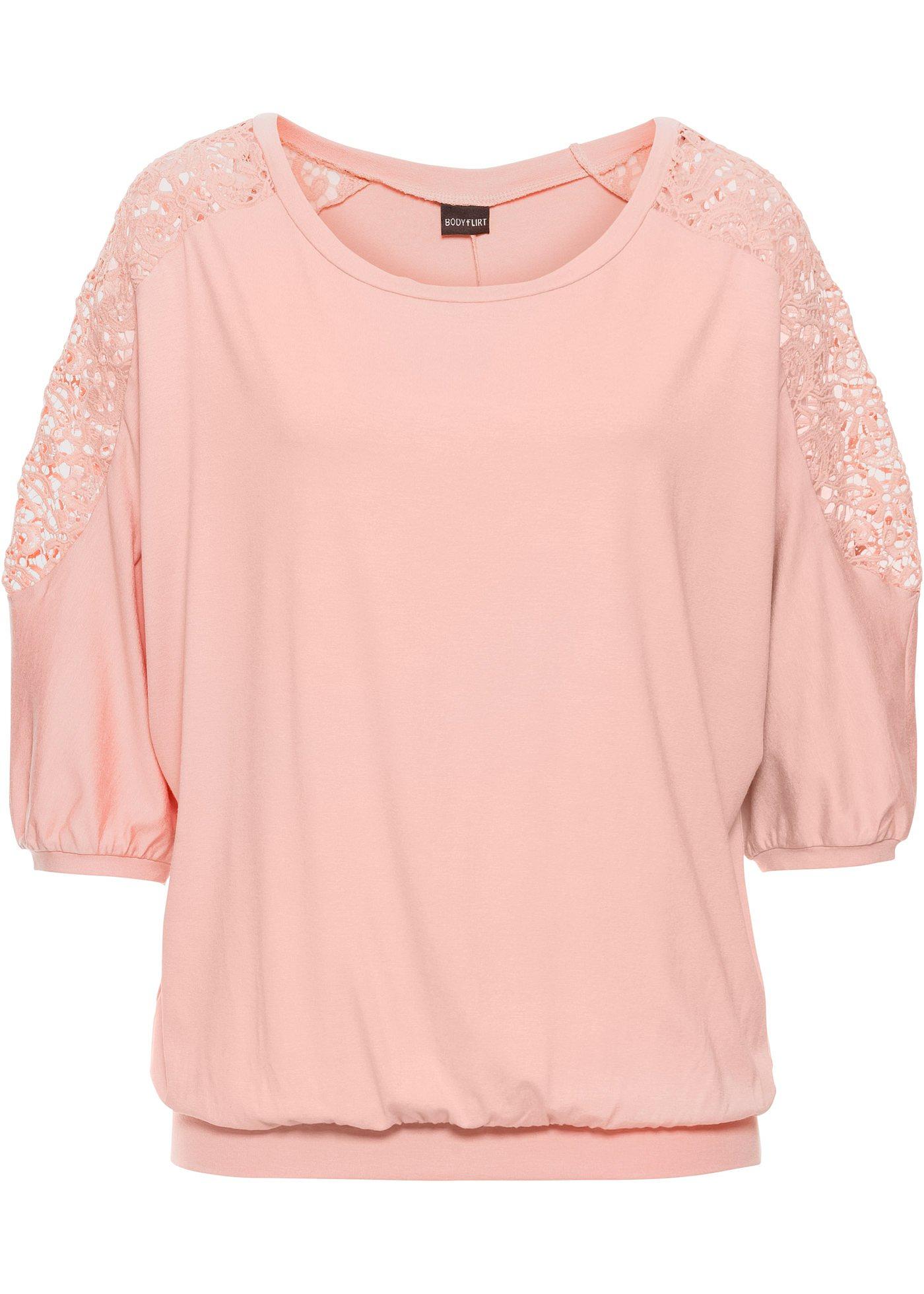 T-shirt oversize en viscose et dentelle