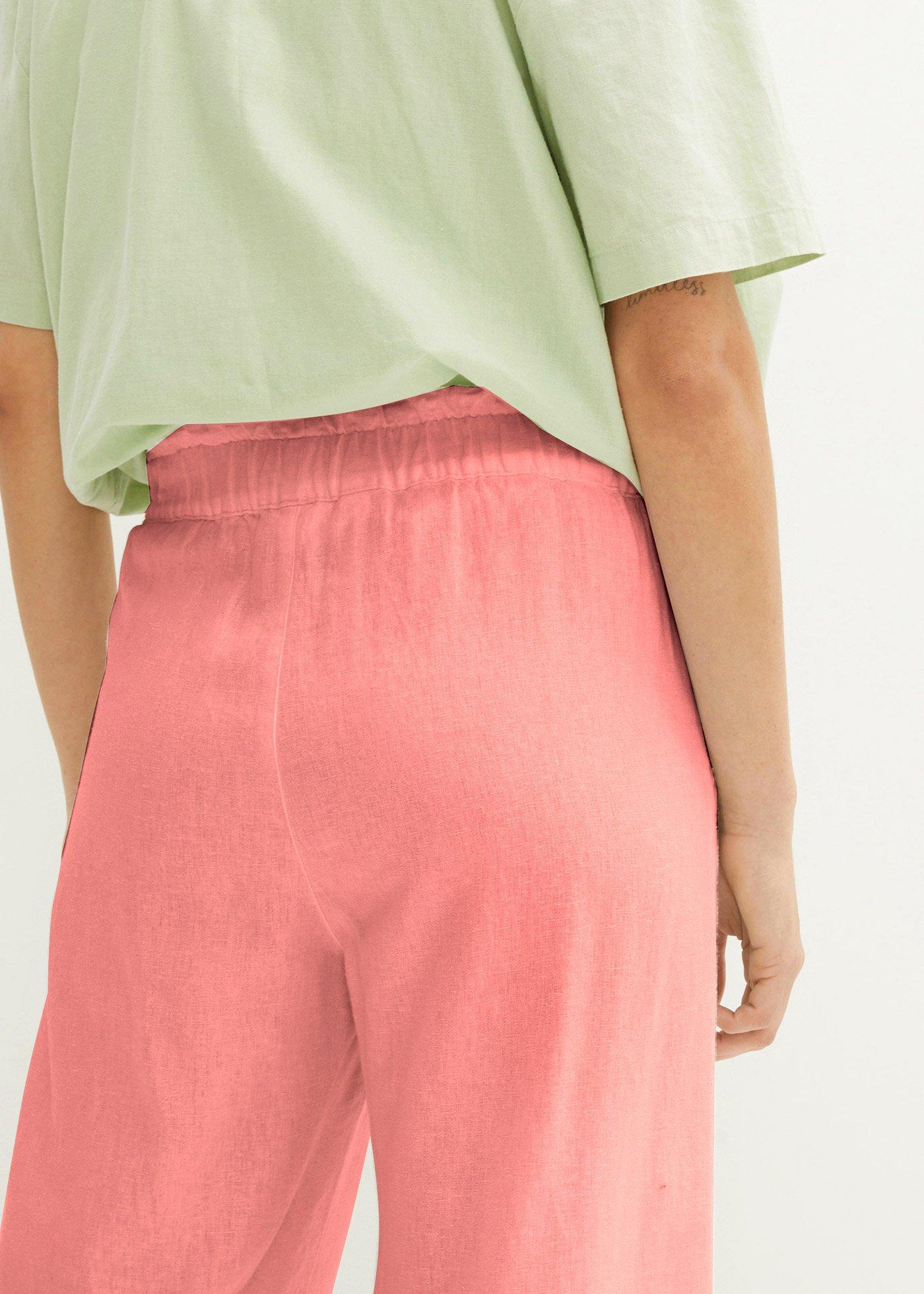 Spodnie culotte z lnem, o regulowanej długości - Bonprix