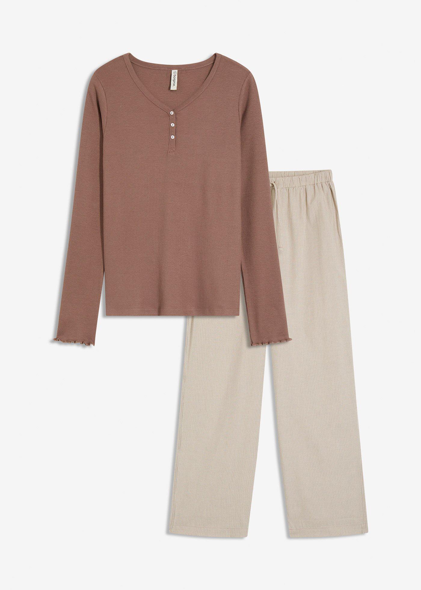 Pijama cu pantaloni din material țesut