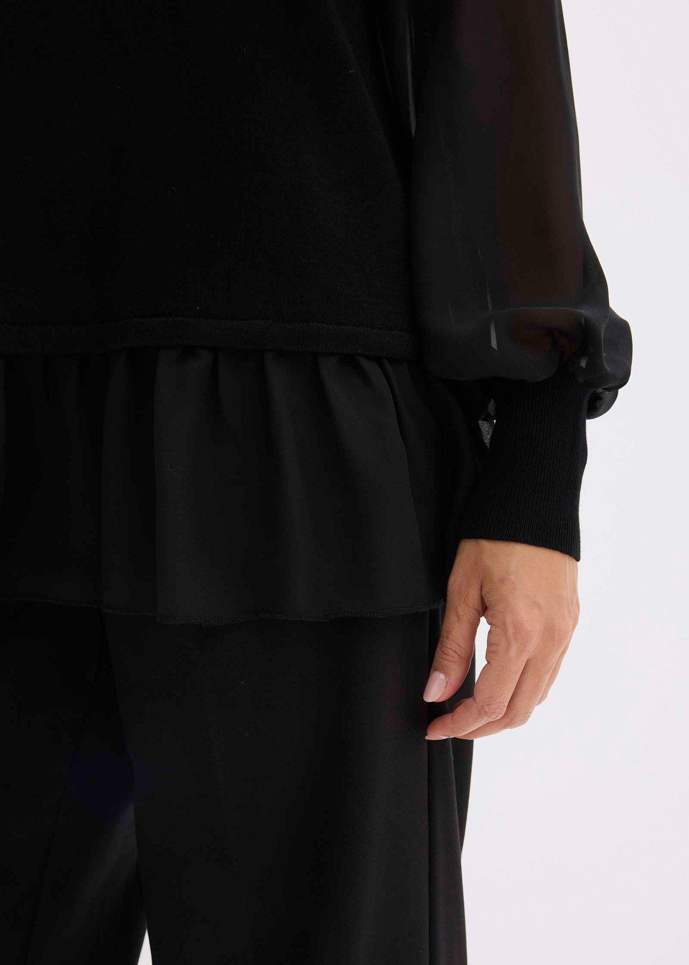 Sweter z cienkiej dzianiny z koszulowymi wstawkami - Bonprix