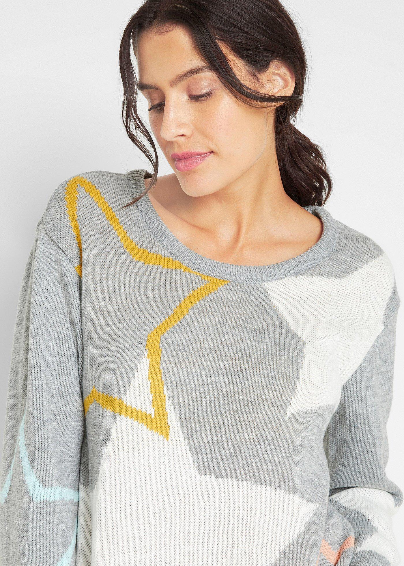 Sweter w gwiazdy - Bonprix