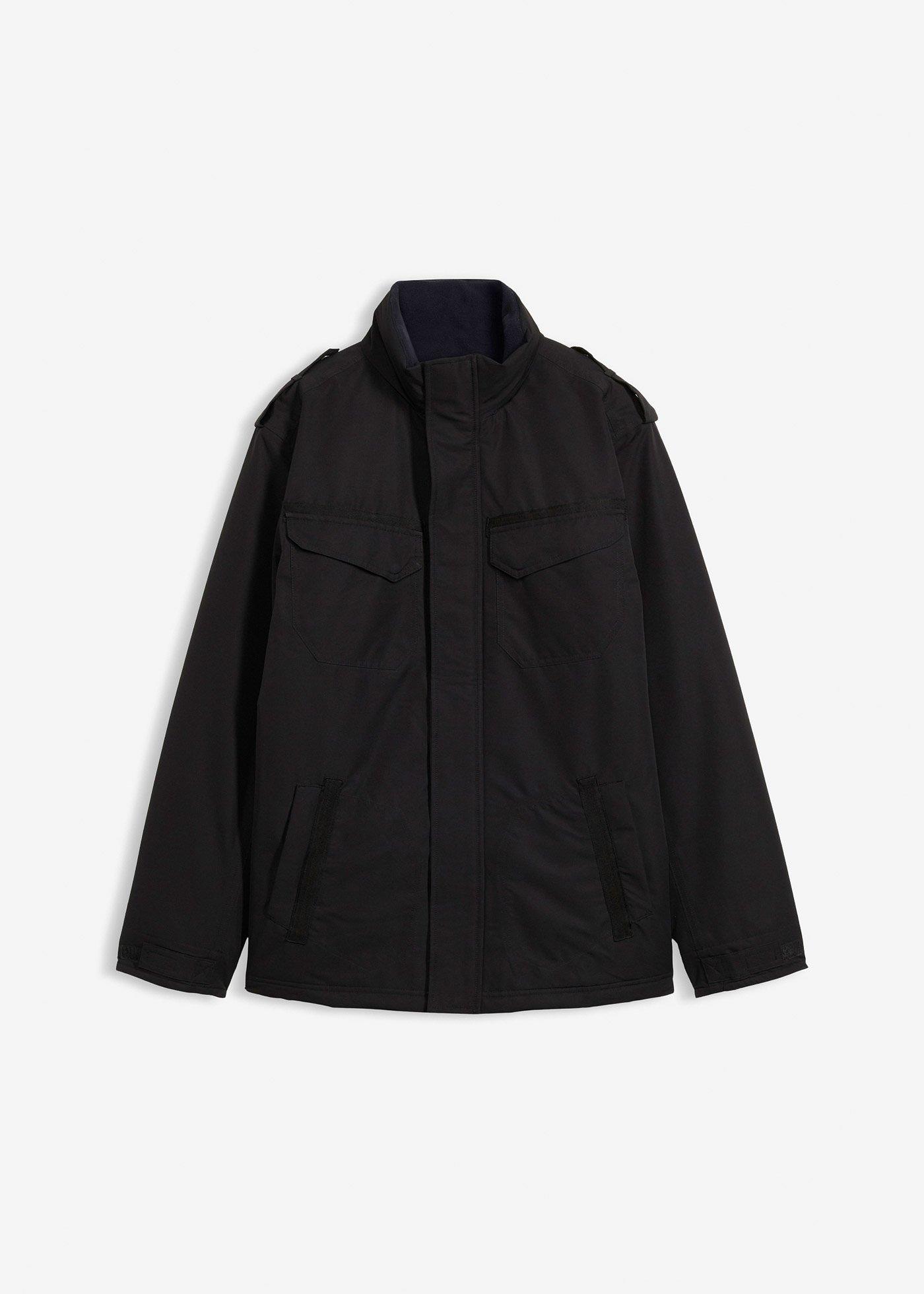 Parka technique imperméable à capuche enroulable et épaulettes