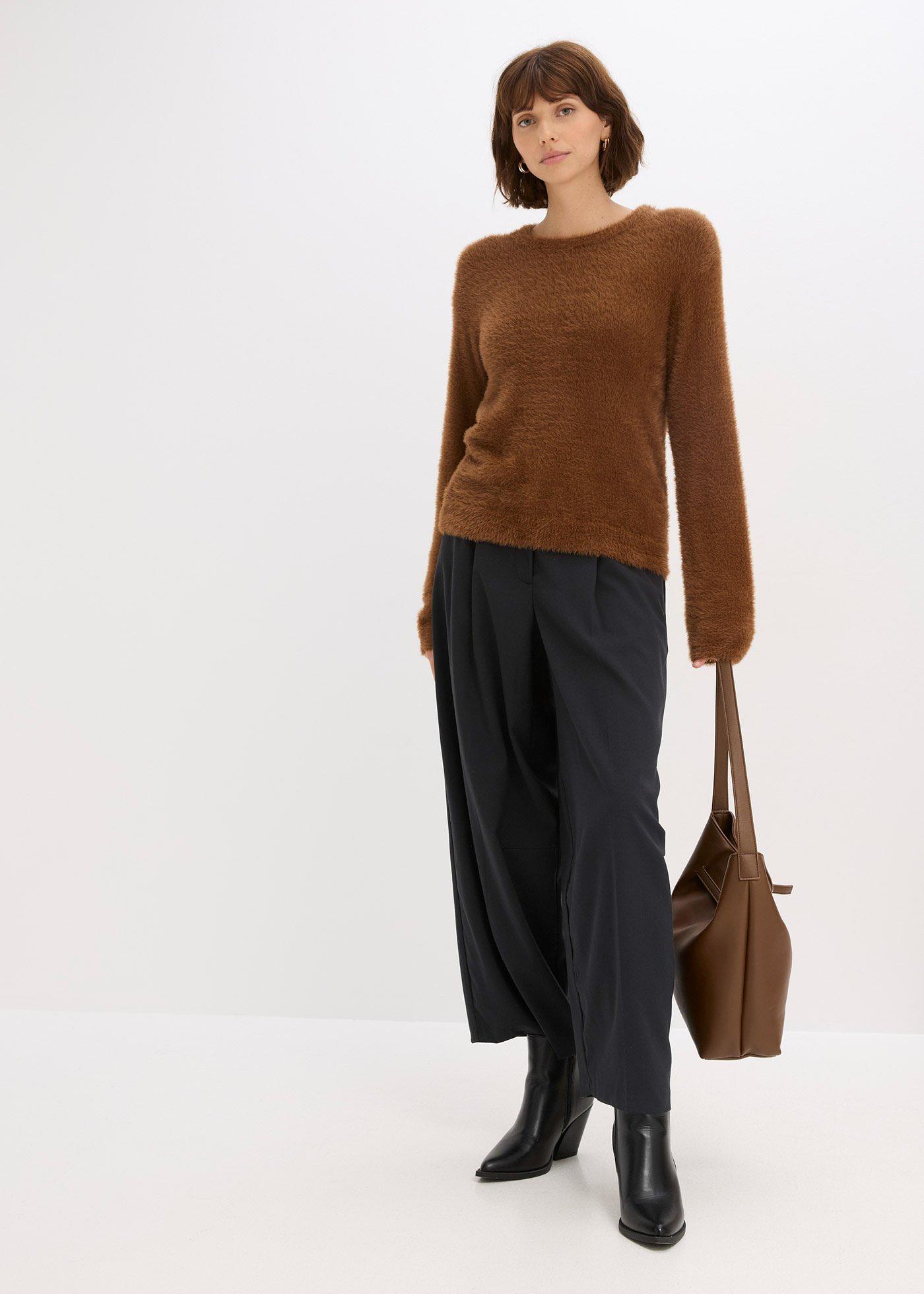 Sweter z pluszu z miękką wiskozą - Bonprix