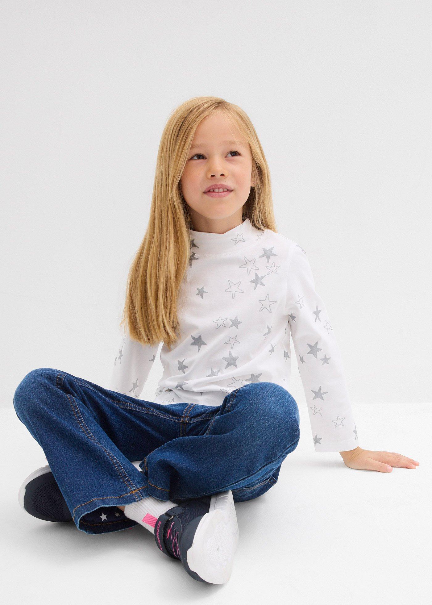 Bluzka z długim rękawem, uszyta z elastycznej mieszanki baweny organicznej (2 szt.) - Bonprix