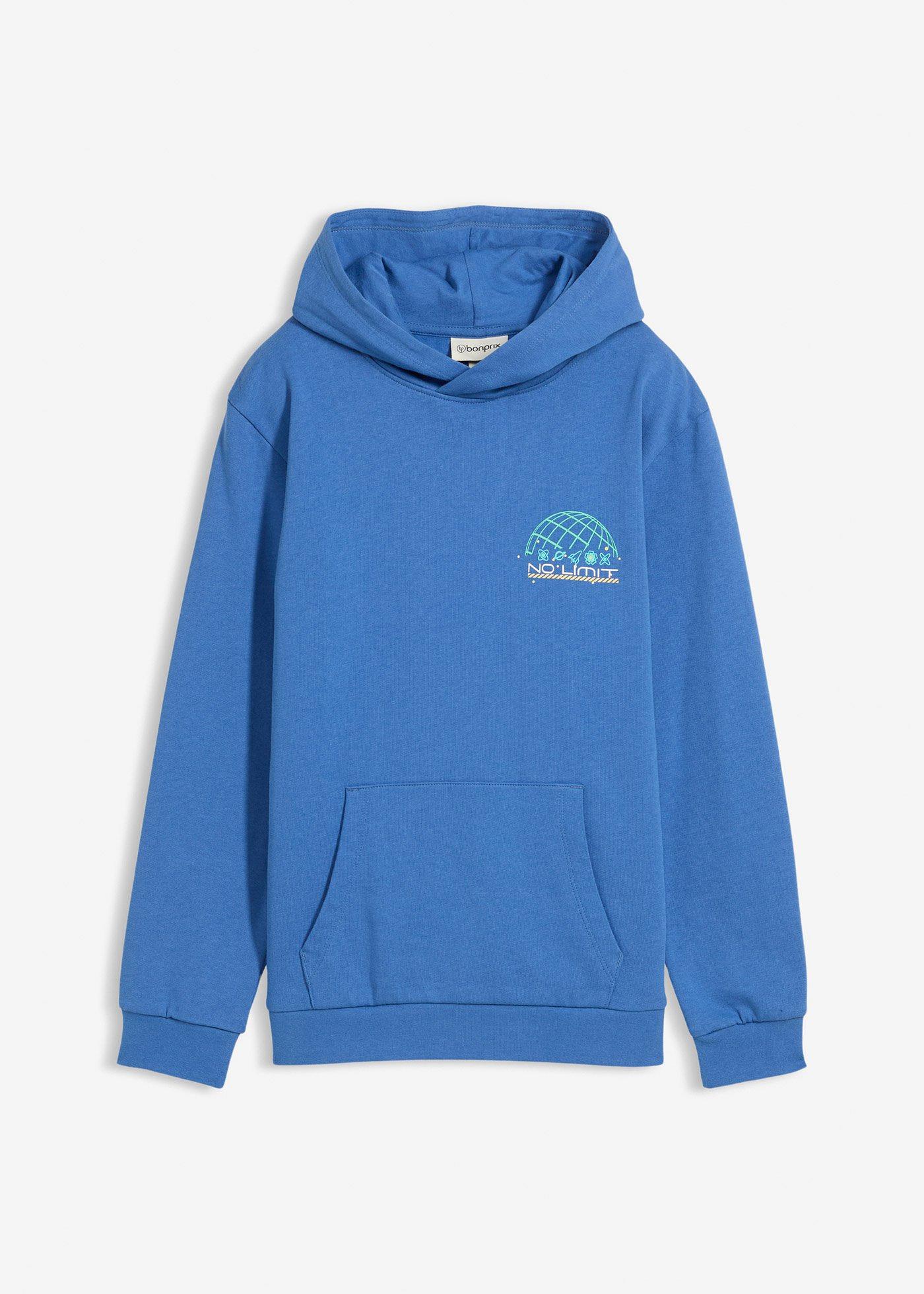 Bluza z kapturem i nadrukiem na plecach z czystej bawełny organicznej - Bonprix