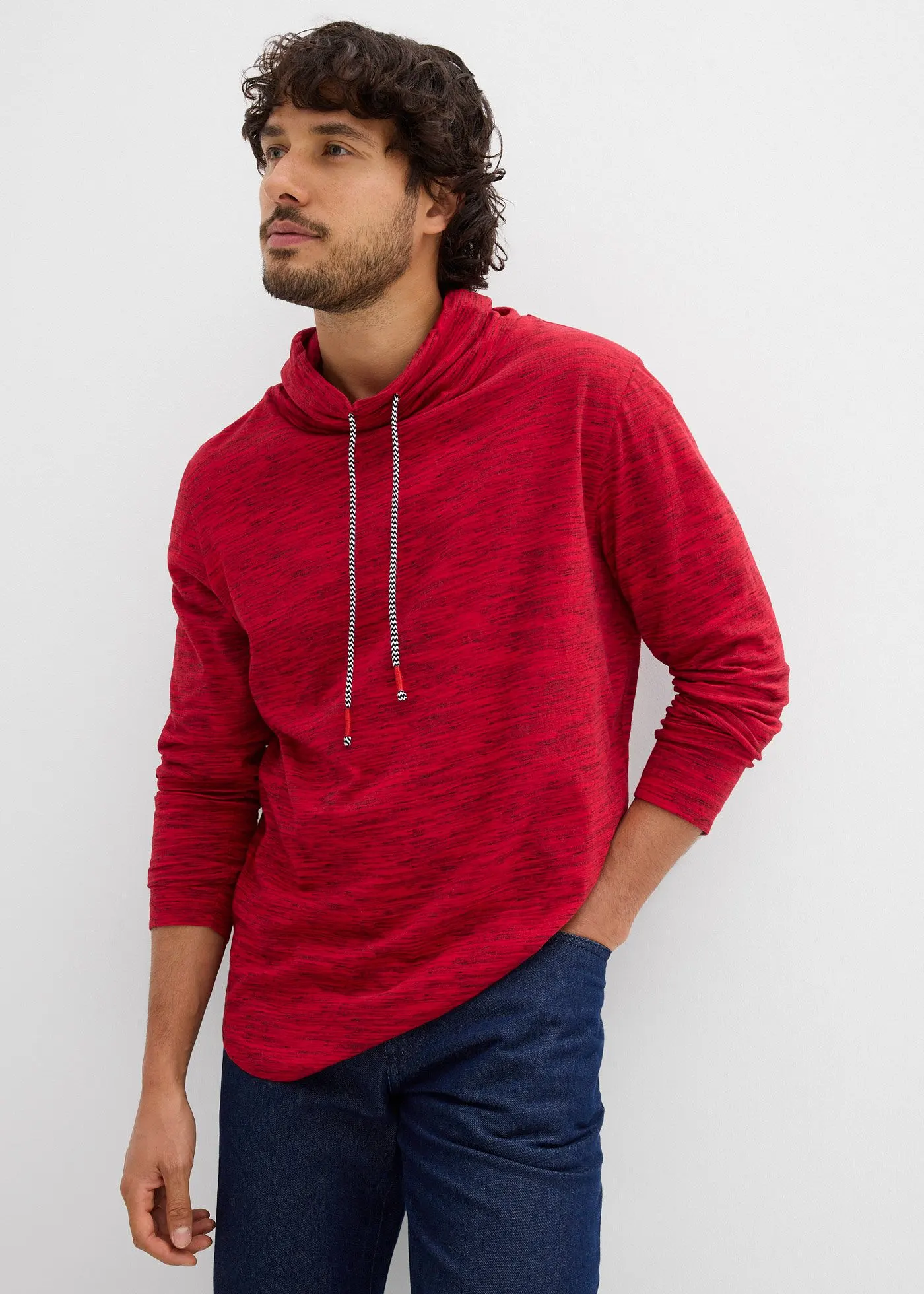 Футболка Bonprix Langarmshirt mit Schalkragen