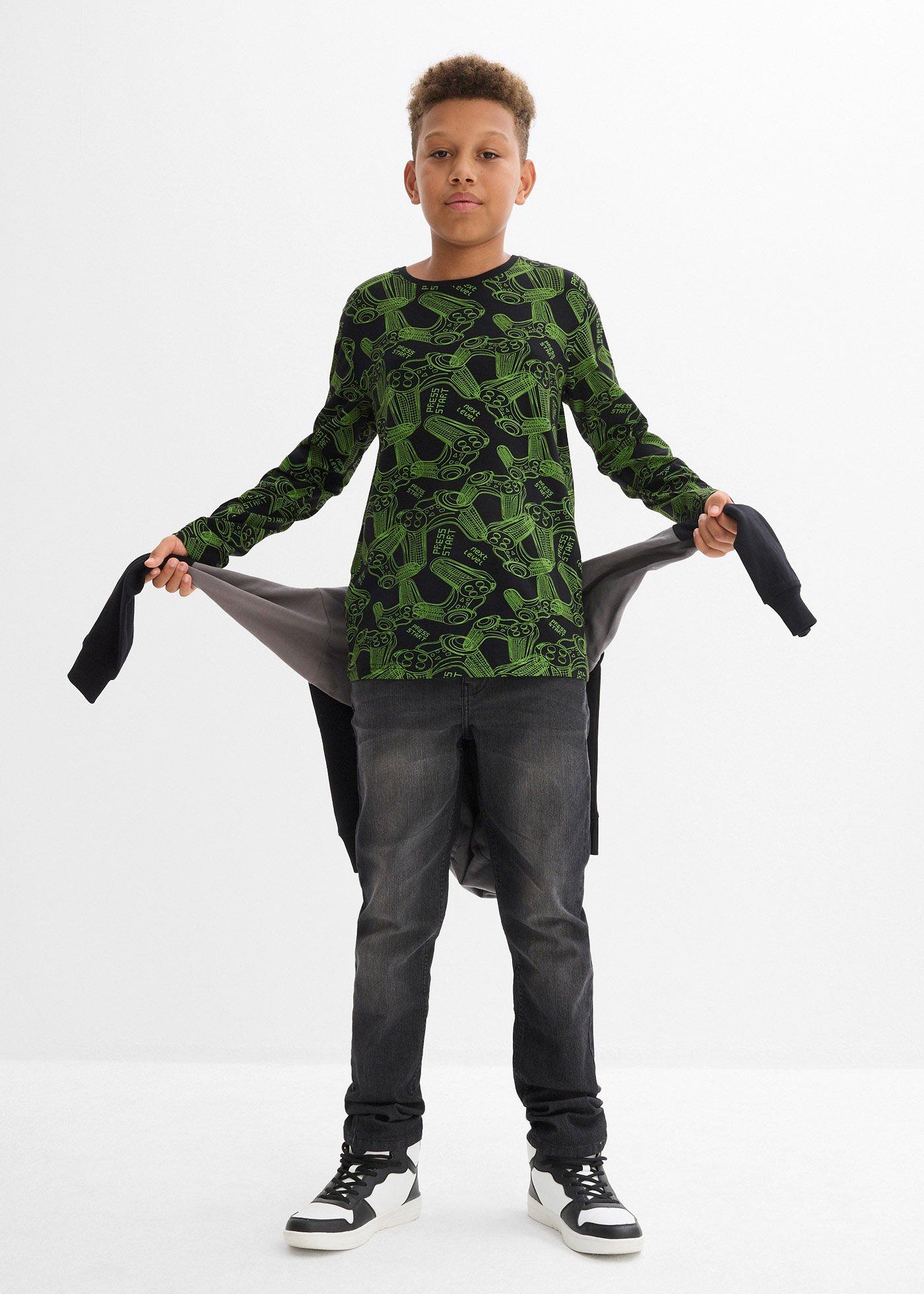 Bluzka z długim rękawem z miękkiej bawełny organicznej  (3 sztuki) - Bonprix