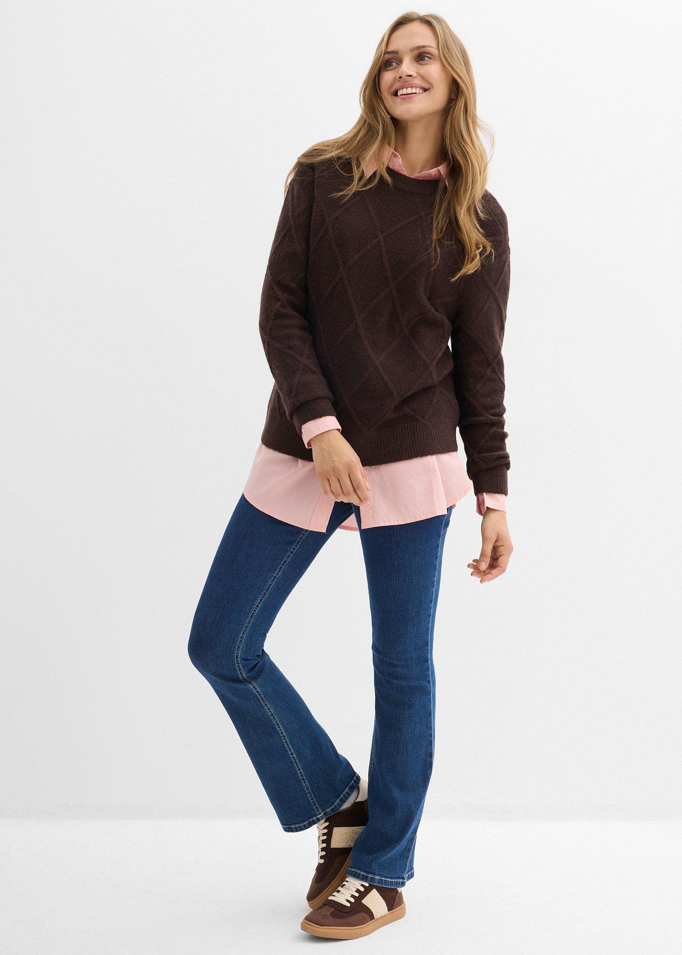 Sweter oversize z warkoczami - Bonprix