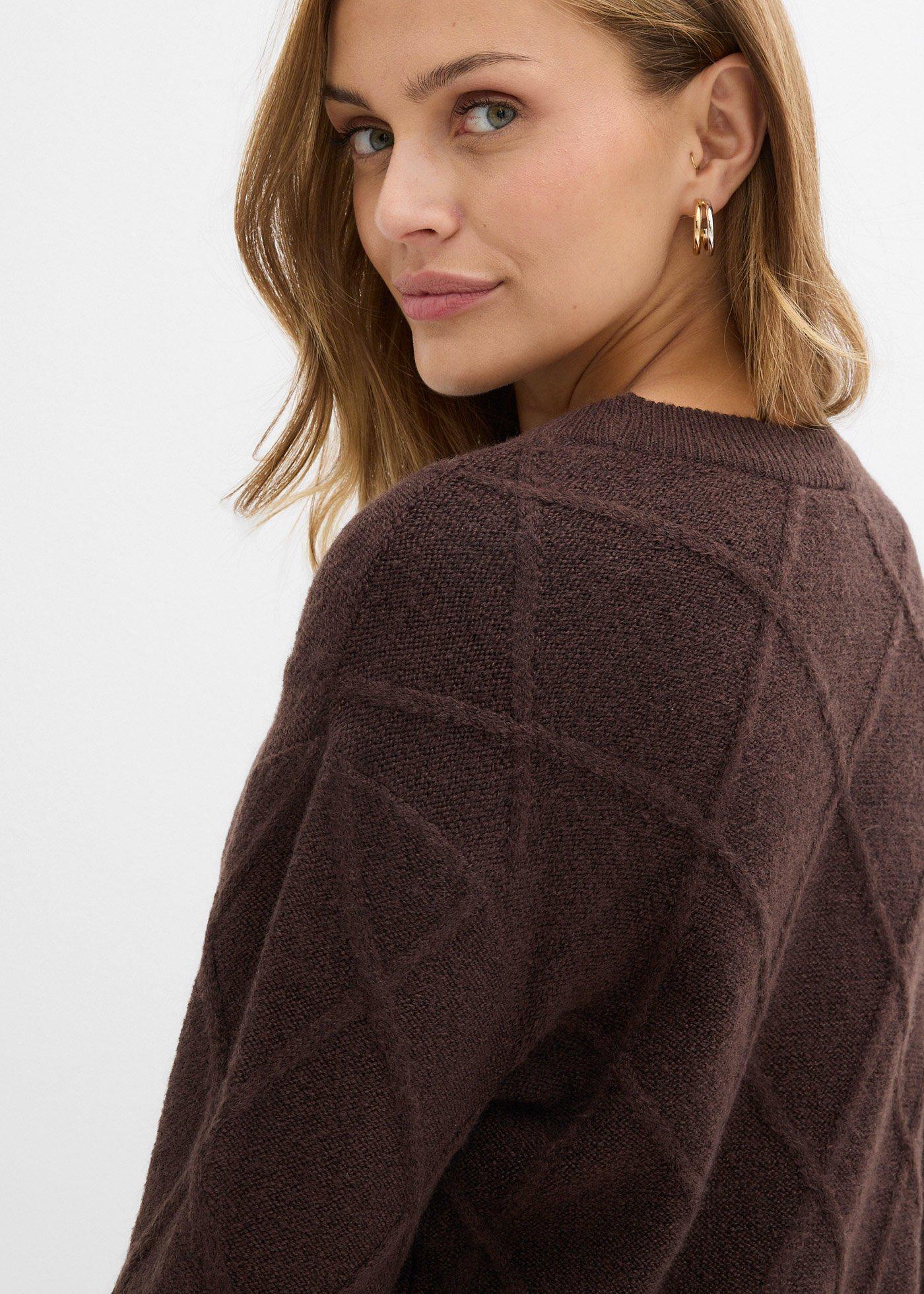 Sweter oversize z warkoczami - Bonprix