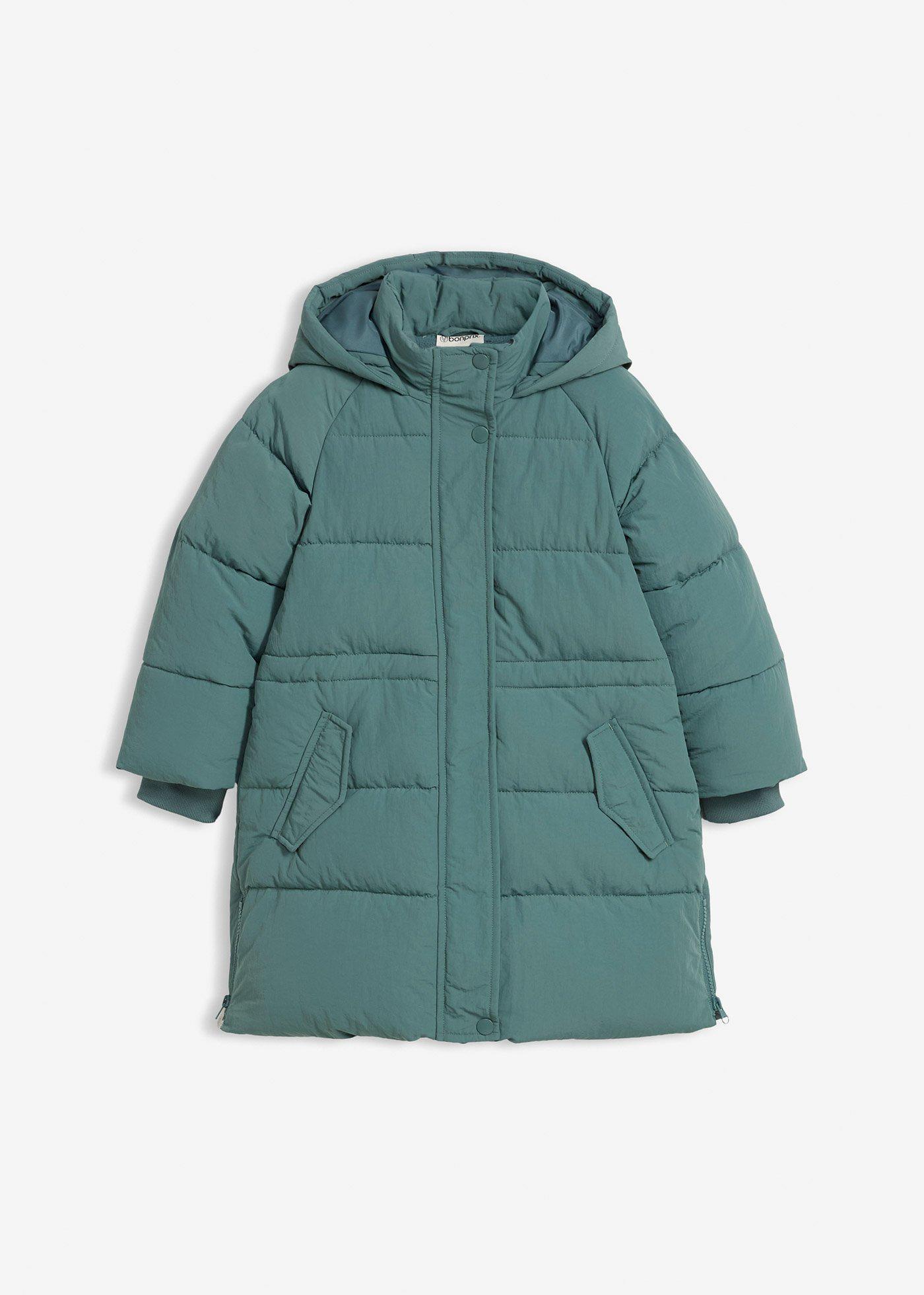 Płaszcz puchowy na ciepłej podszewce z odblaskowymi detalami - Bonprix