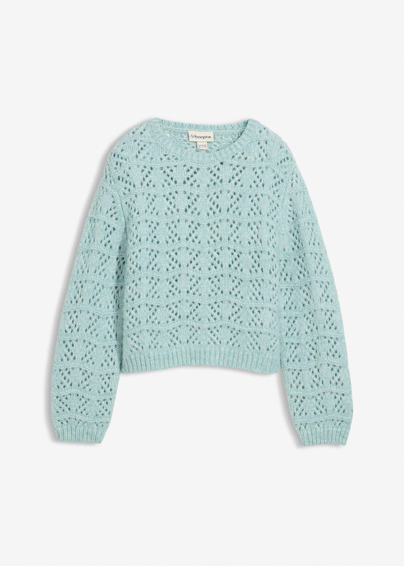 Gruby sweter w ażurowy wzór - Bonprix