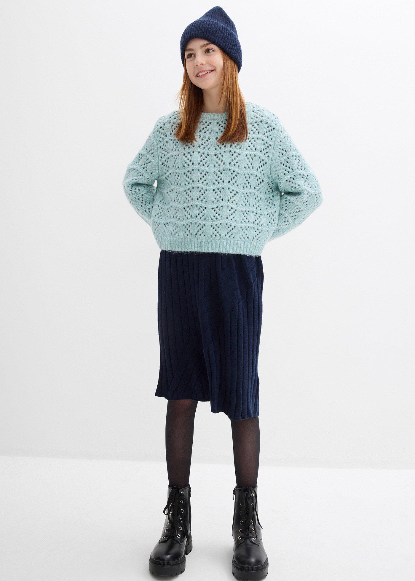 Gruby sweter w ażurowy wzór - Bonprix
