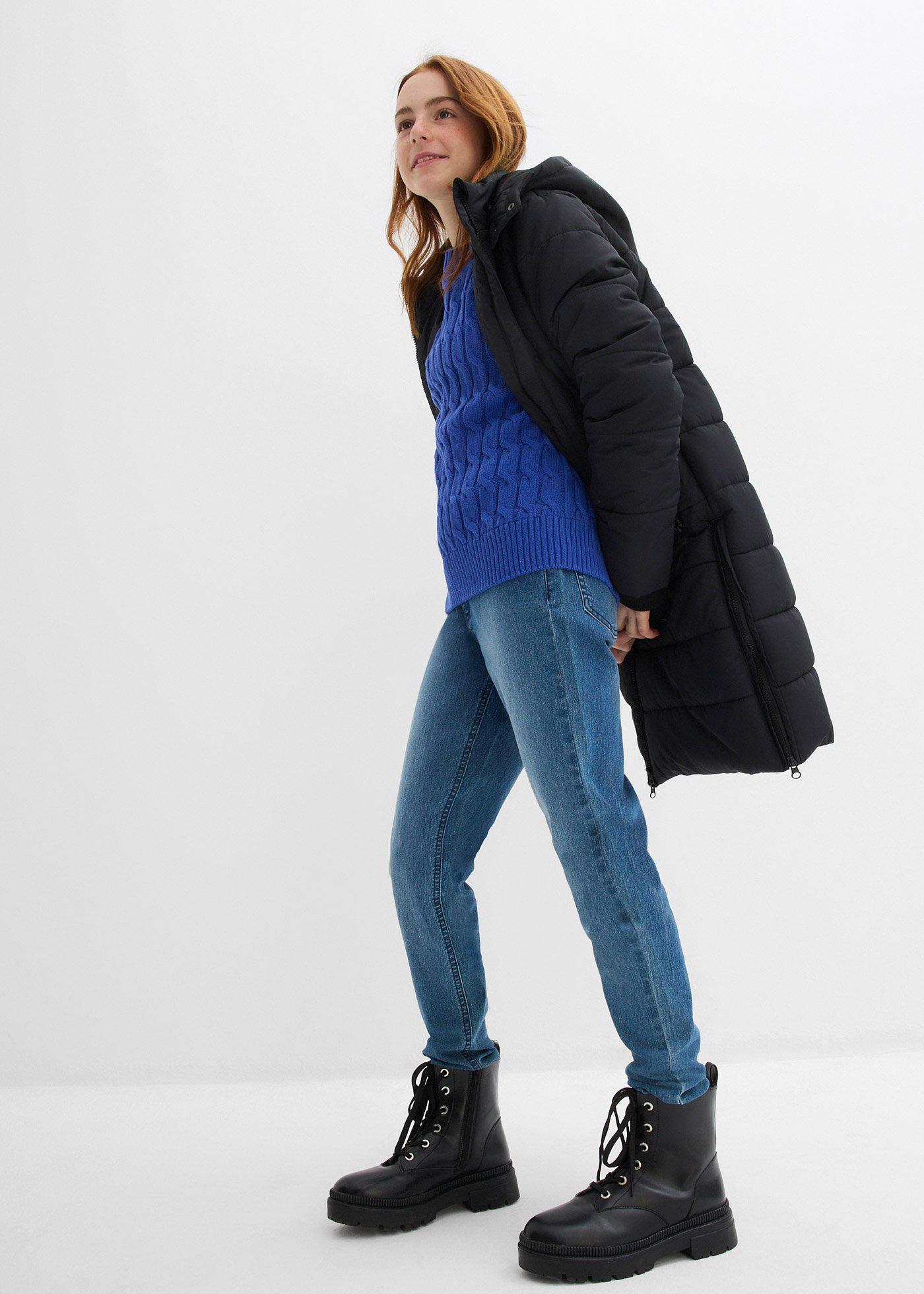 Gruby sweter ze wzorem w warkocze, z bawełny organicznej nadającej się do recyklingu - Bonprix