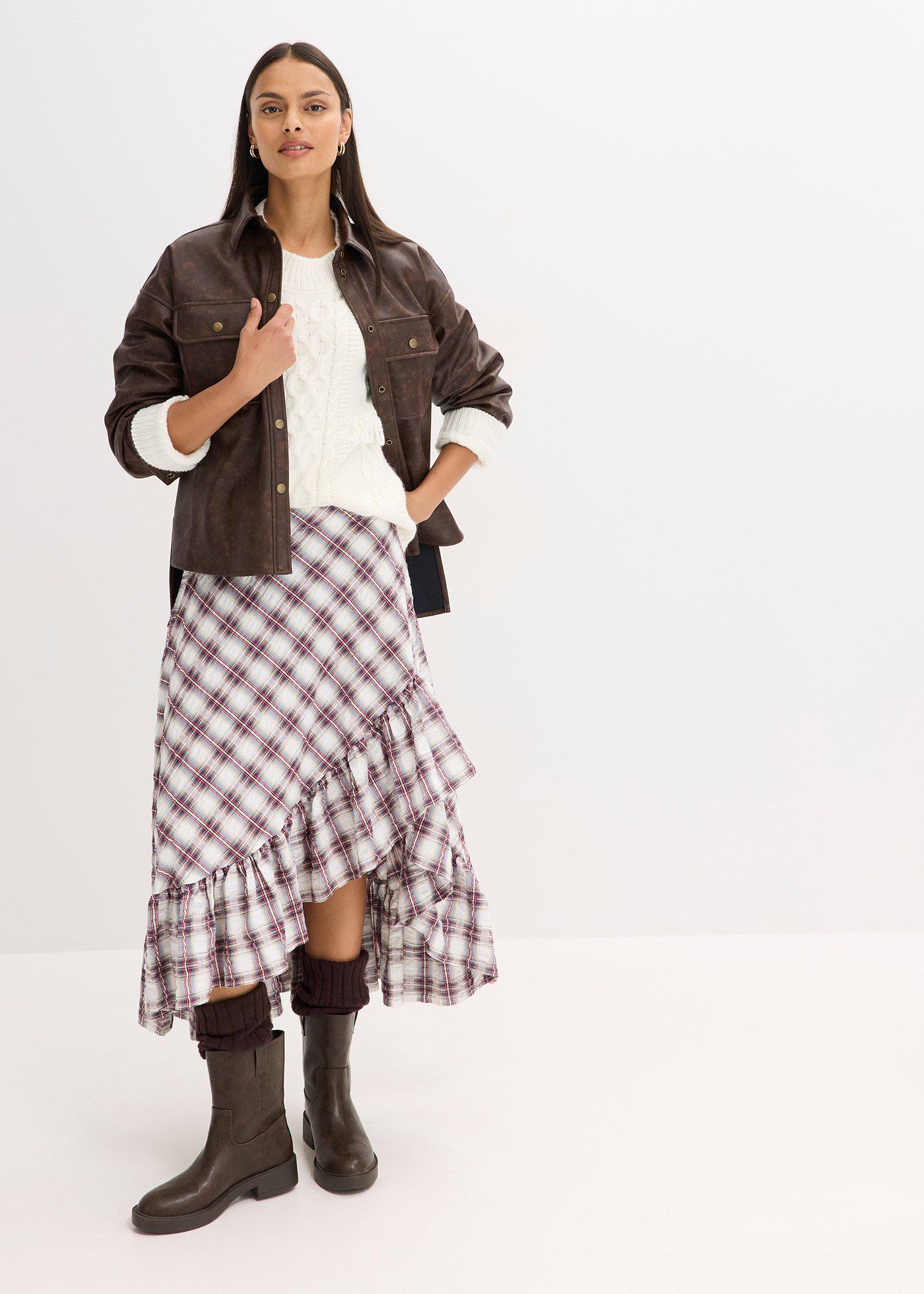 Sweter oversize z frędzlami - Bonprix