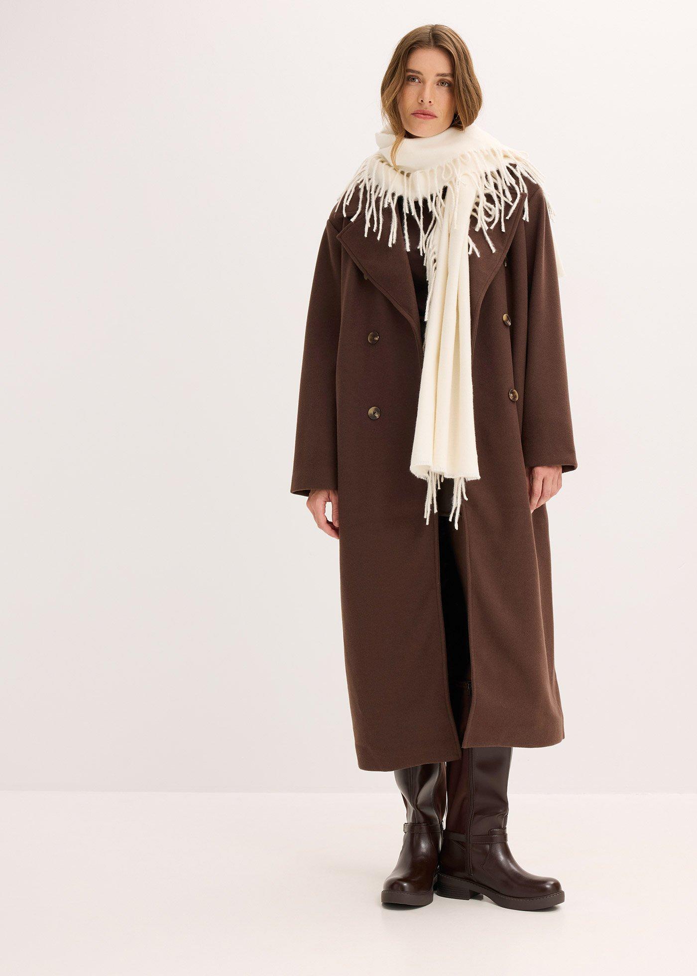 Płaszcz oversize z materiału w optyce wełny - Bonprix