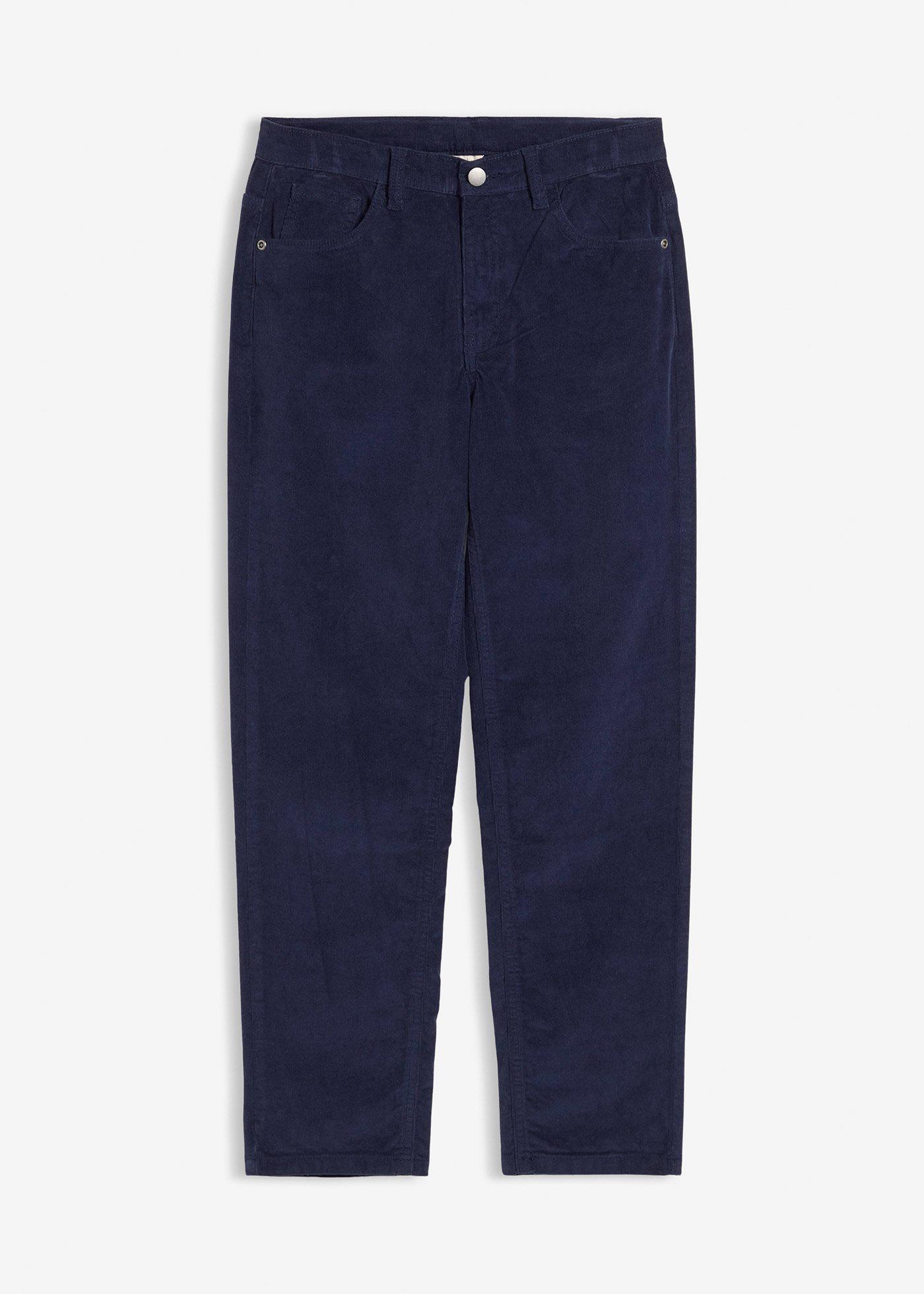 Spodnie sztruksowe regular fit z bawełny z domieszką stretchu, prosta nogawka - Bonprix