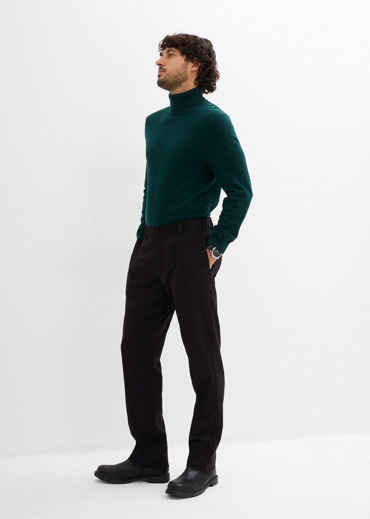 Cienki sweter z golfem z domieszką wełny merino, slim fit - Bonprix