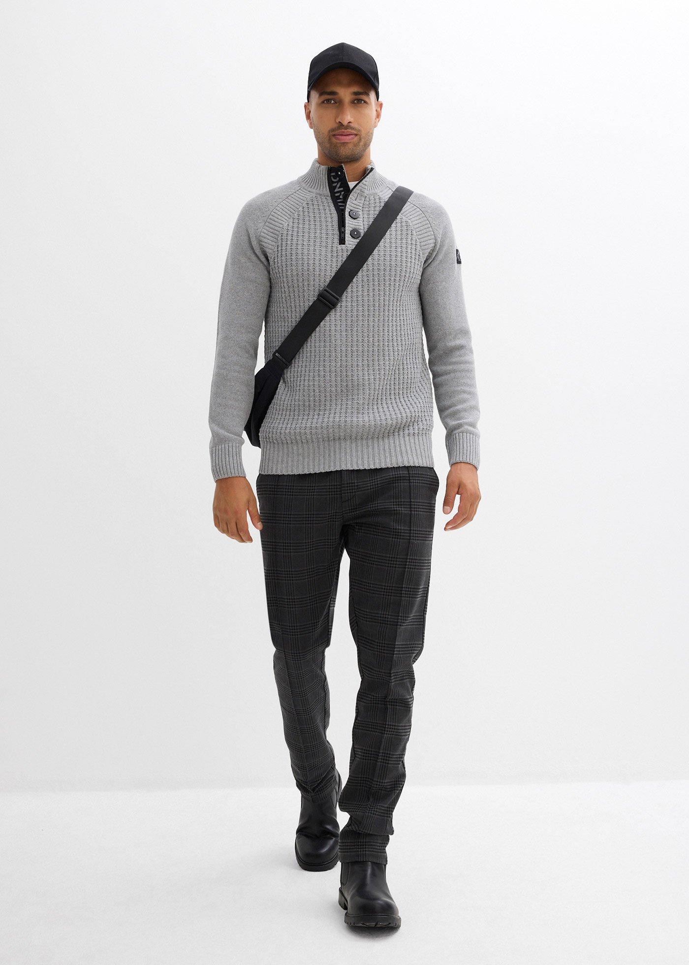 Sweter ze stójką z bawełną z recyklingu - Bonprix