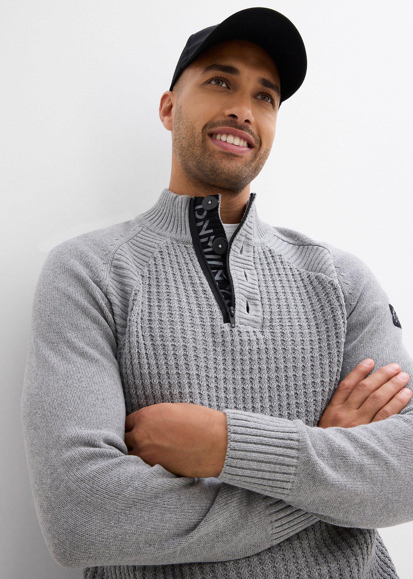 Sweter ze stójką z bawełną z recyklingu - Bonprix