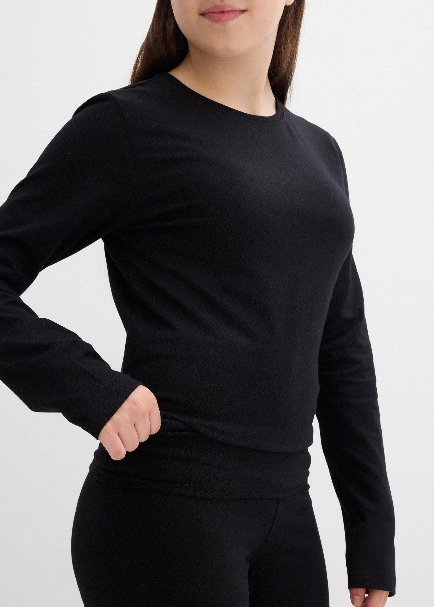 Bluzka z długim rękawem i spodnie z dżerseju w prążek (komplet 2-cz.) - Bonprix