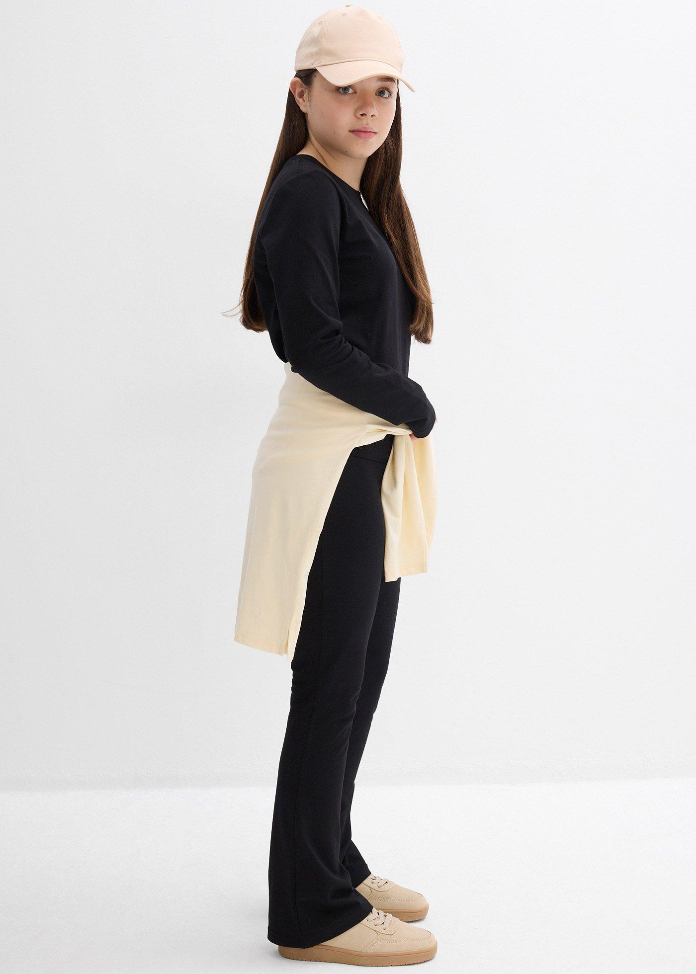 Bluzka z długim rękawem i spodnie z dżerseju w prążek (komplet 2-cz.) - Bonprix