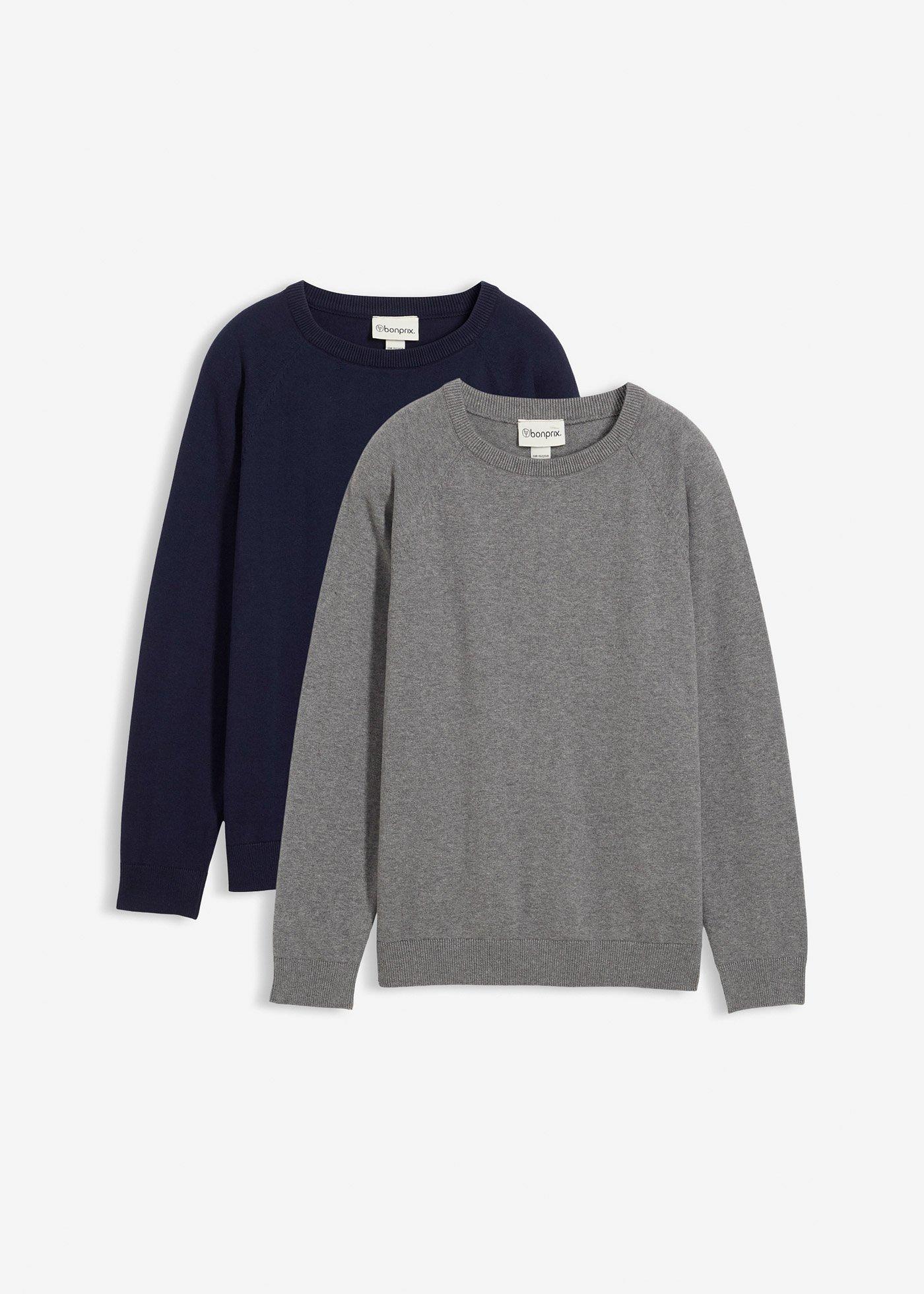 Cienki sweter z czystej bawełny (2 szt.) - Bonprix