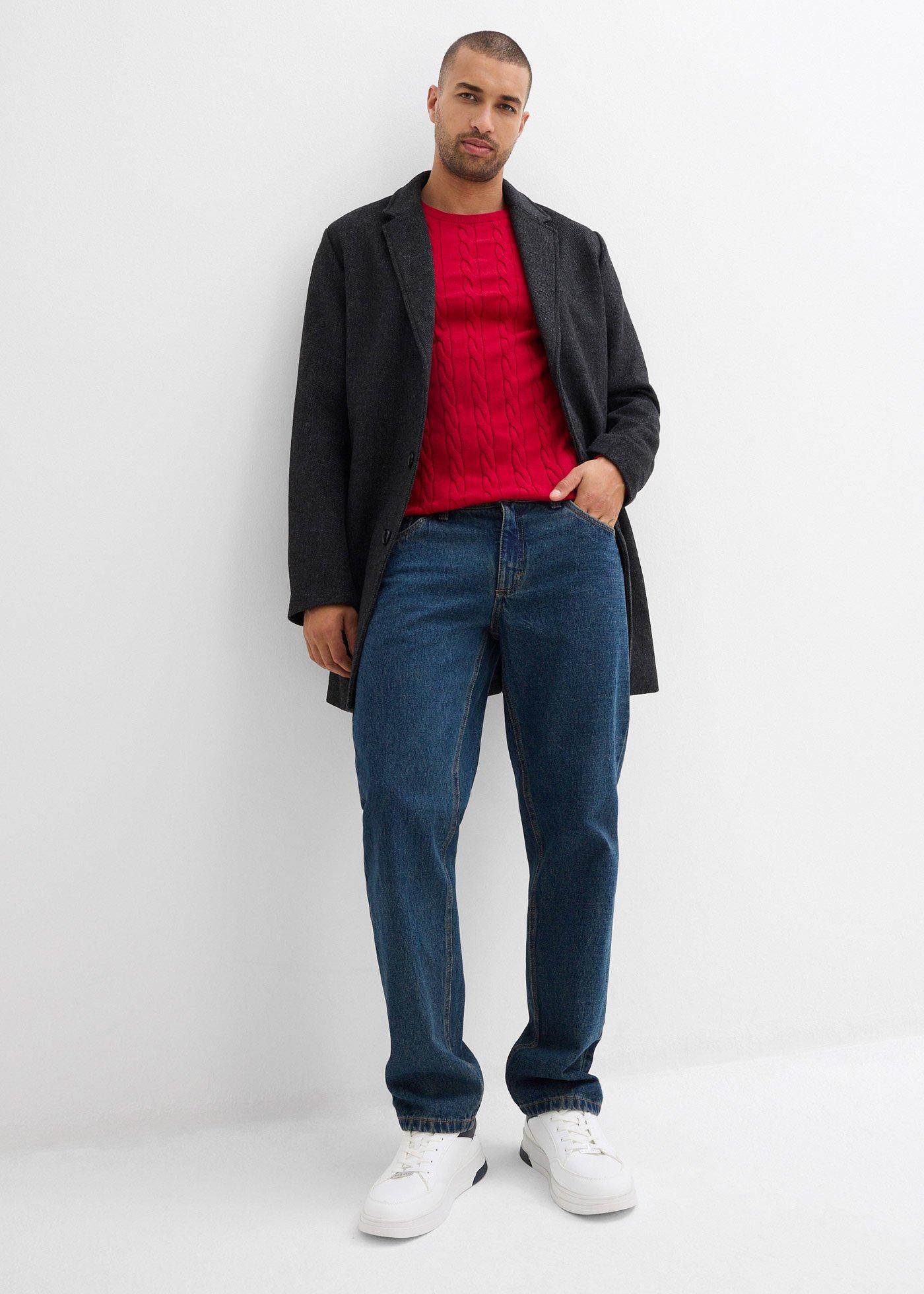 Cienki sweter ze wzorem w warkocze, slim fit - Bonprix